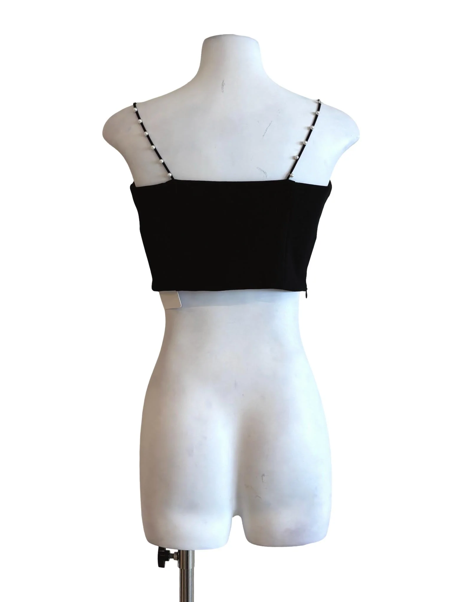 Black Pearl Strap Cropped Camisole - Image 2