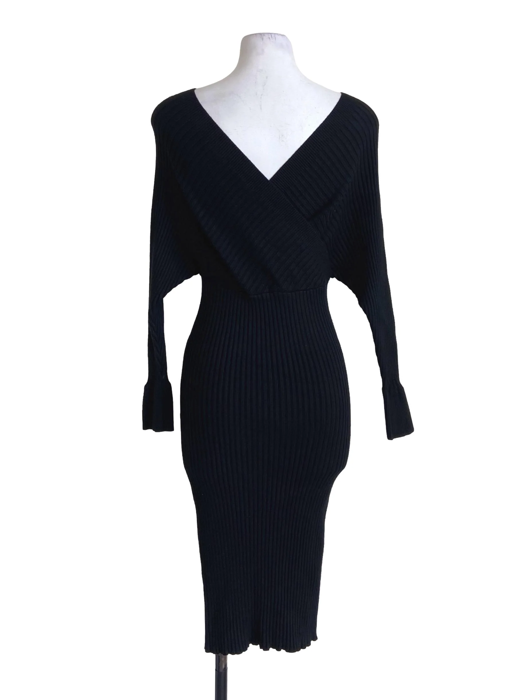Black Pencil Stripe Bodycon Dress - Image 2