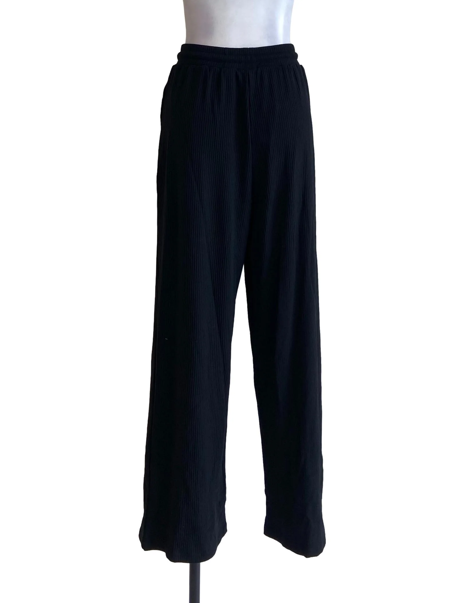 Black Pencil Stripe Palazzo Pants - Image 2