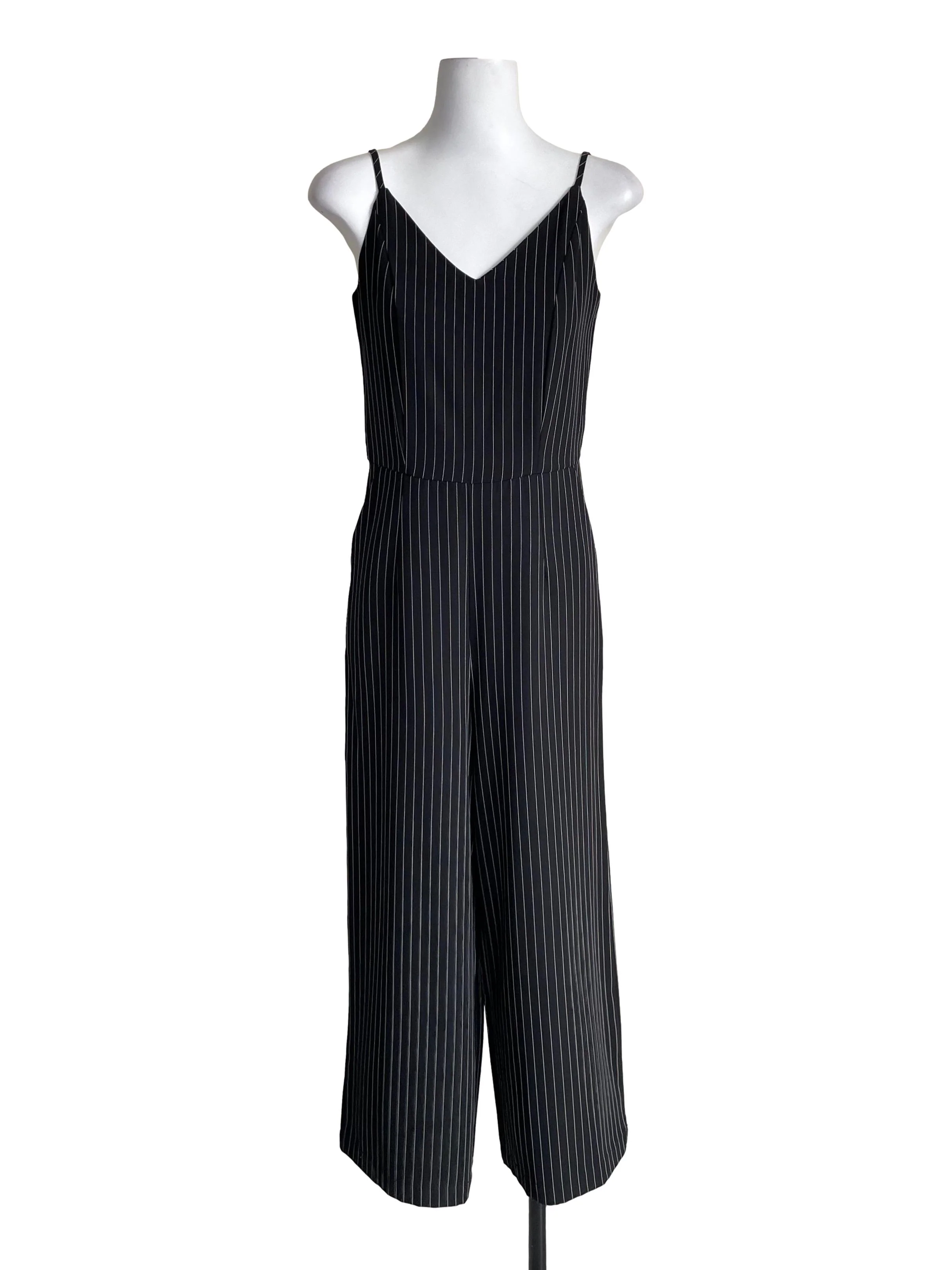 Black Pinstripe Cami Jumpsuit