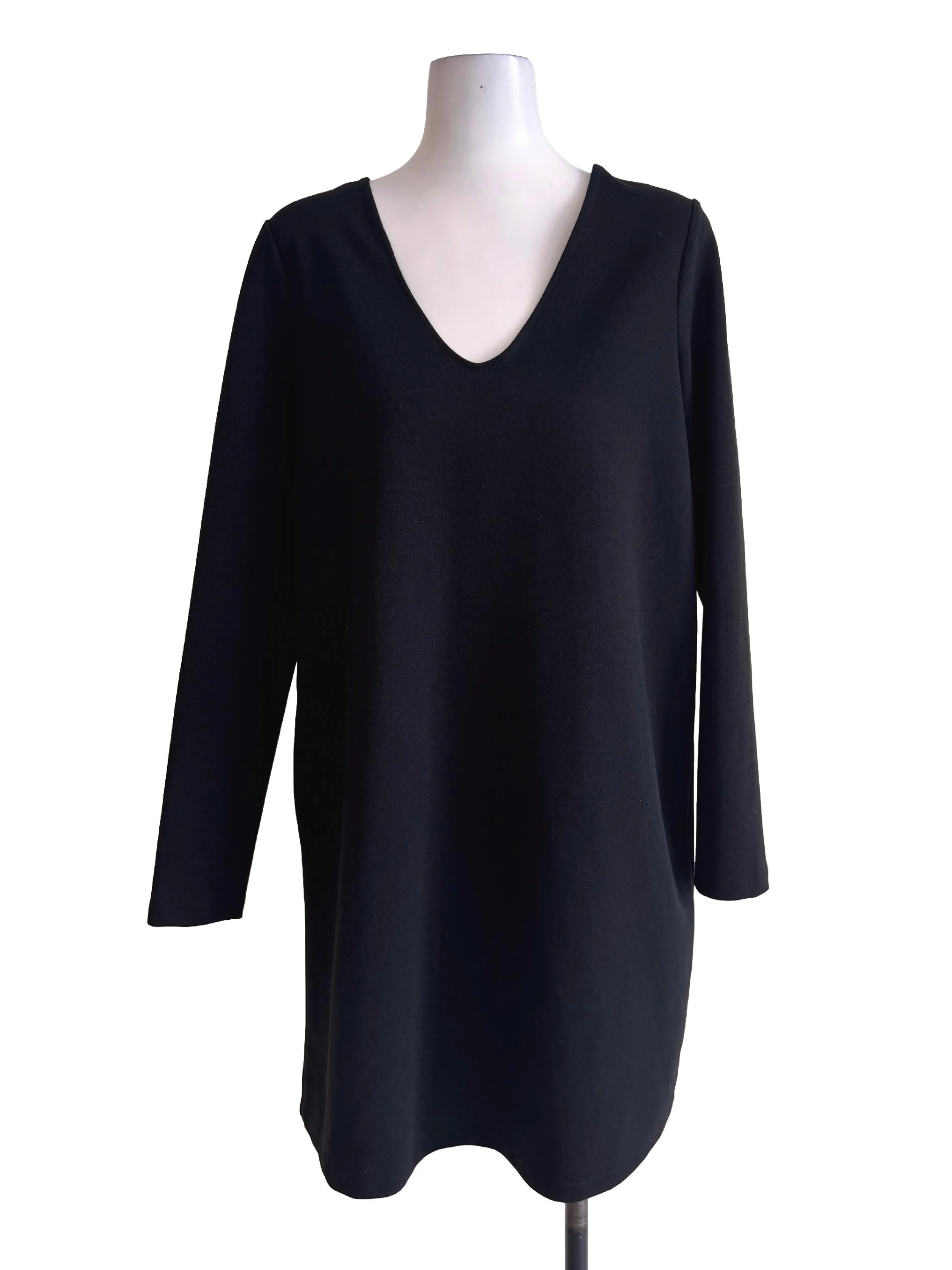Black Plain Long Sleeve Dress