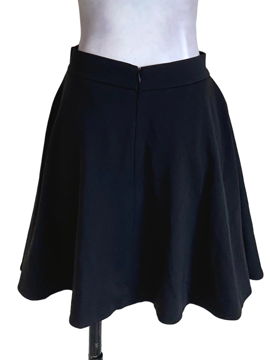Black Plain Mini A-Line Skirt - Image 2