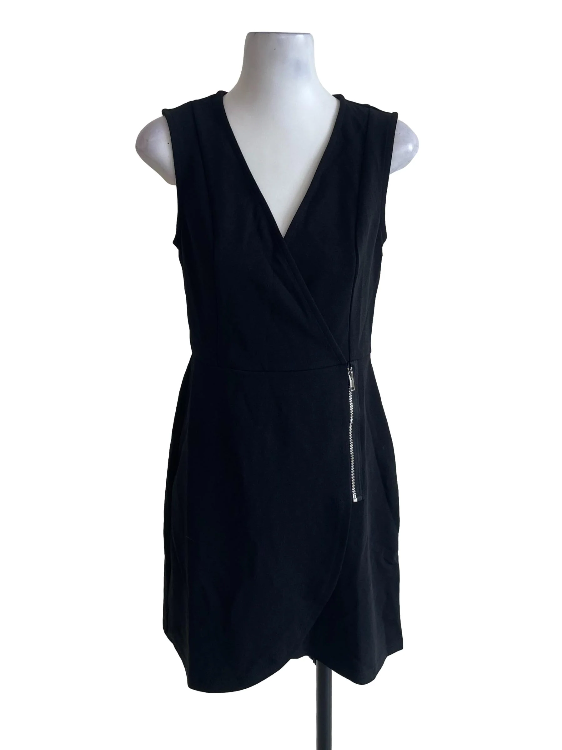 Black Plain V Neck Dress
