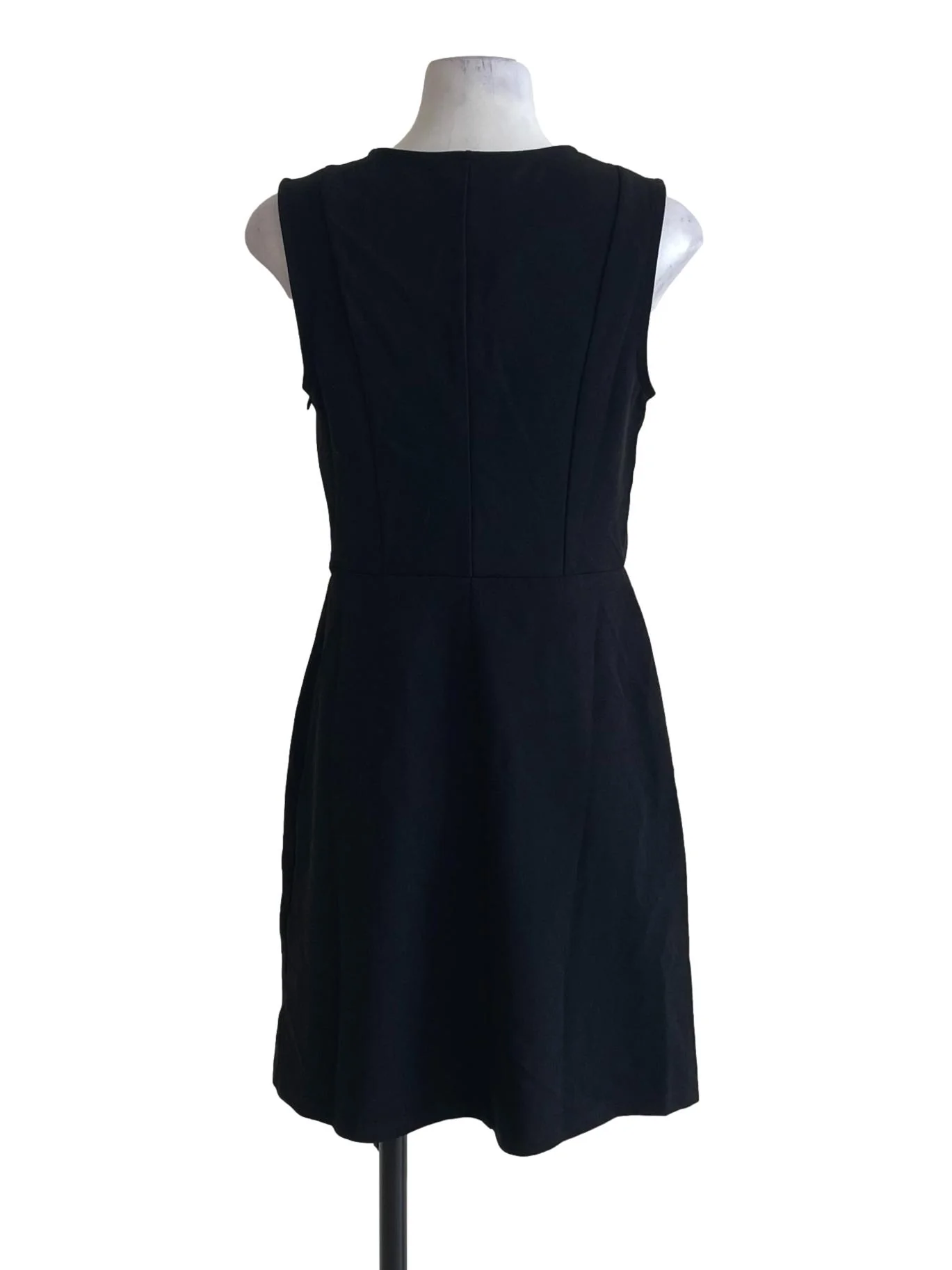 Black Plain V Neck Dress - Image 2
