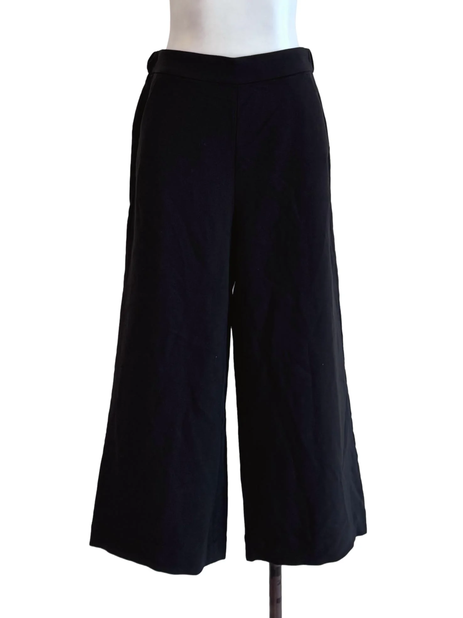 Black Plain Wide Leg Casual Pants