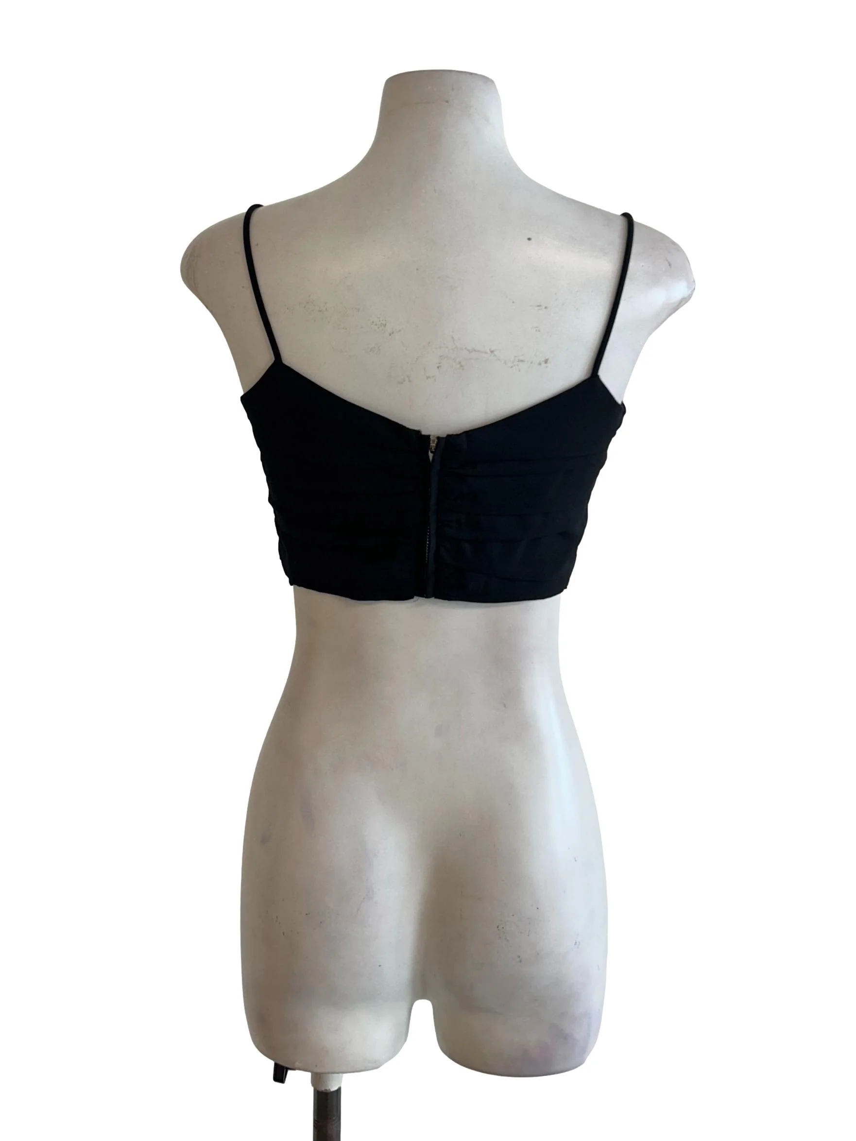 Black Pleated Cami Crop Top - Image 2