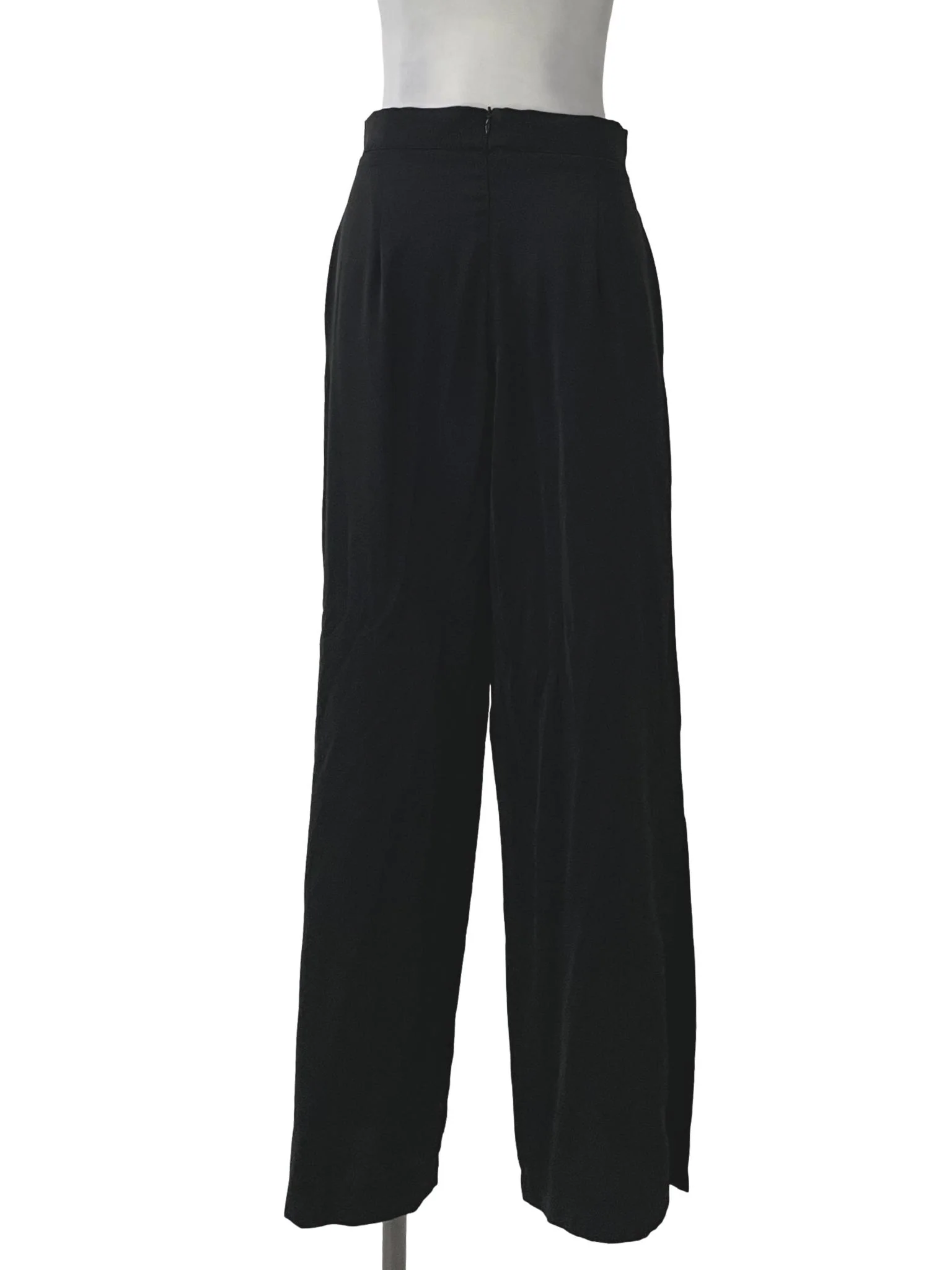 Black Pleated High Waisted Pants - Image 2