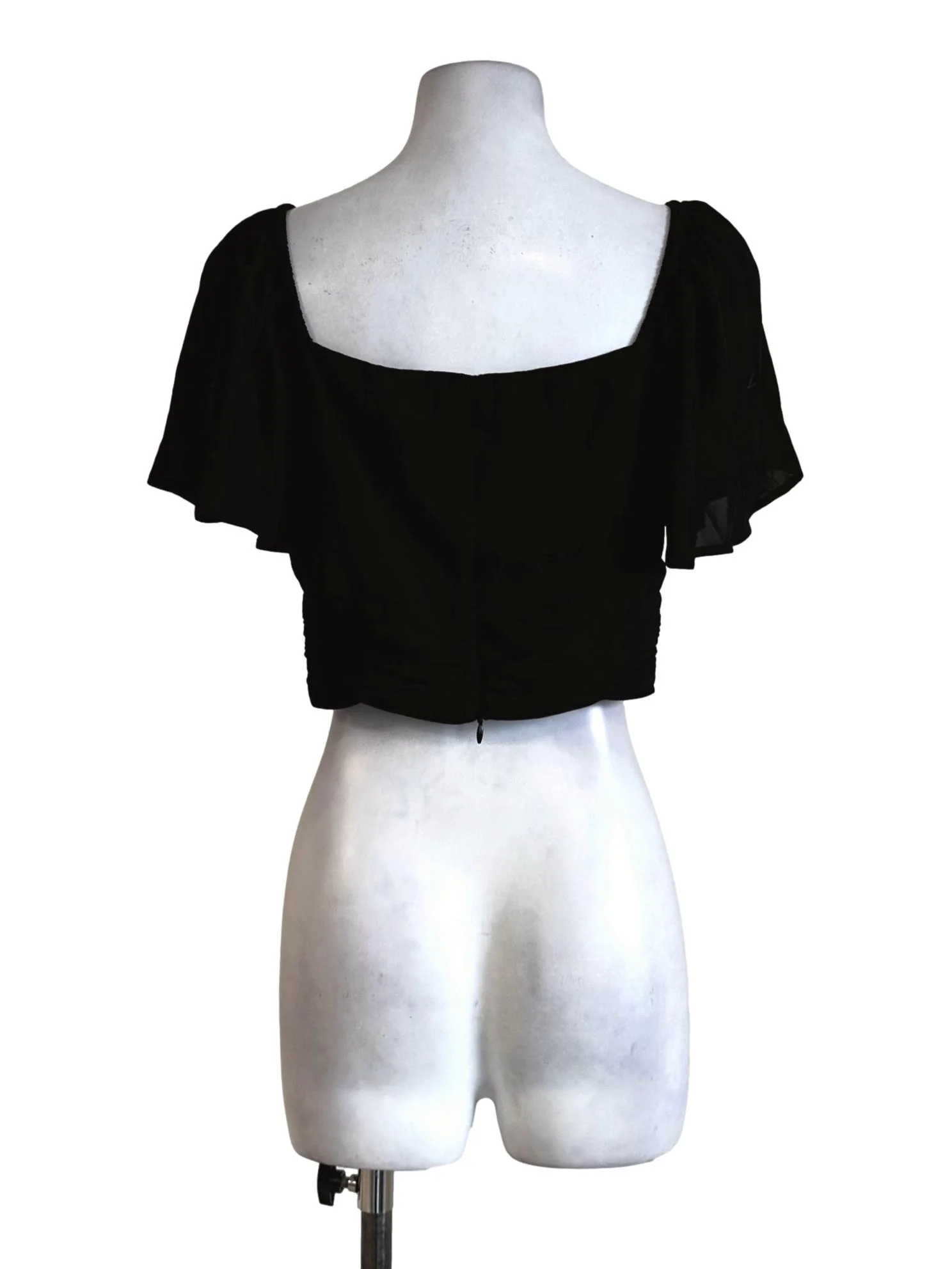 Black Pleated Pattern Crop Top - Image 2