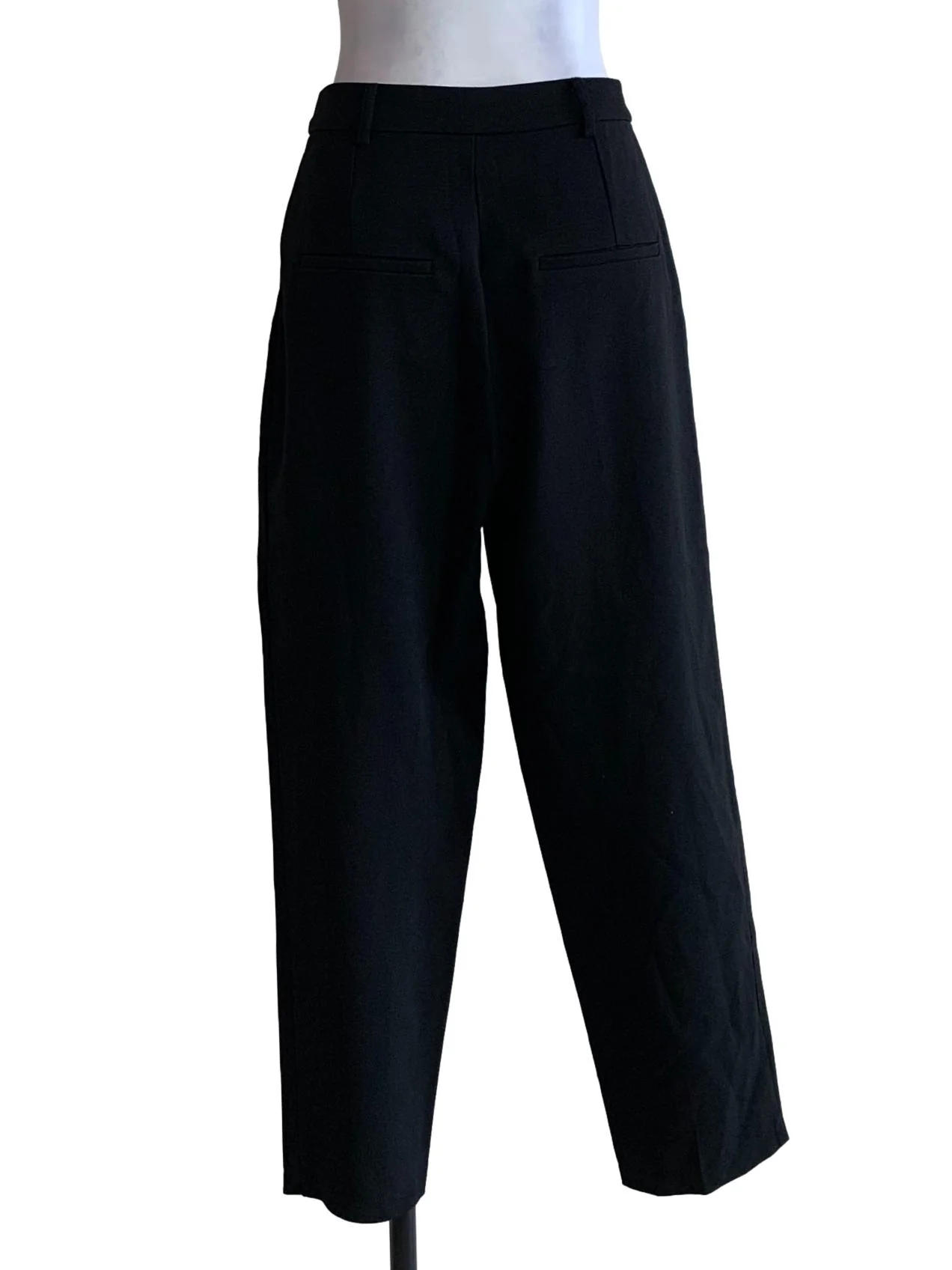 Black Pleated Waist Straight Cut Pants - Image 2