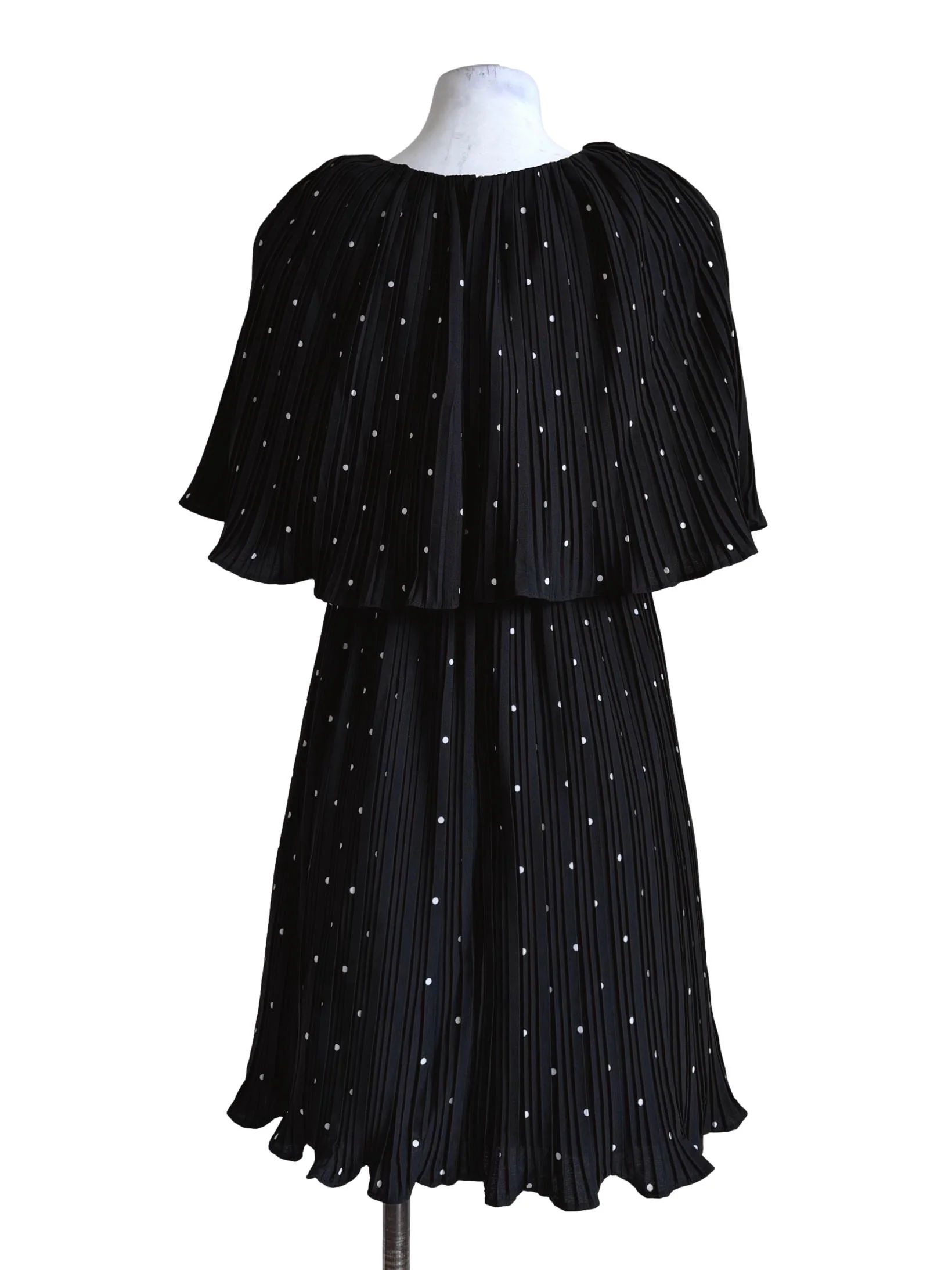 Black Polka Dots Pleated Dress LB - Image 2