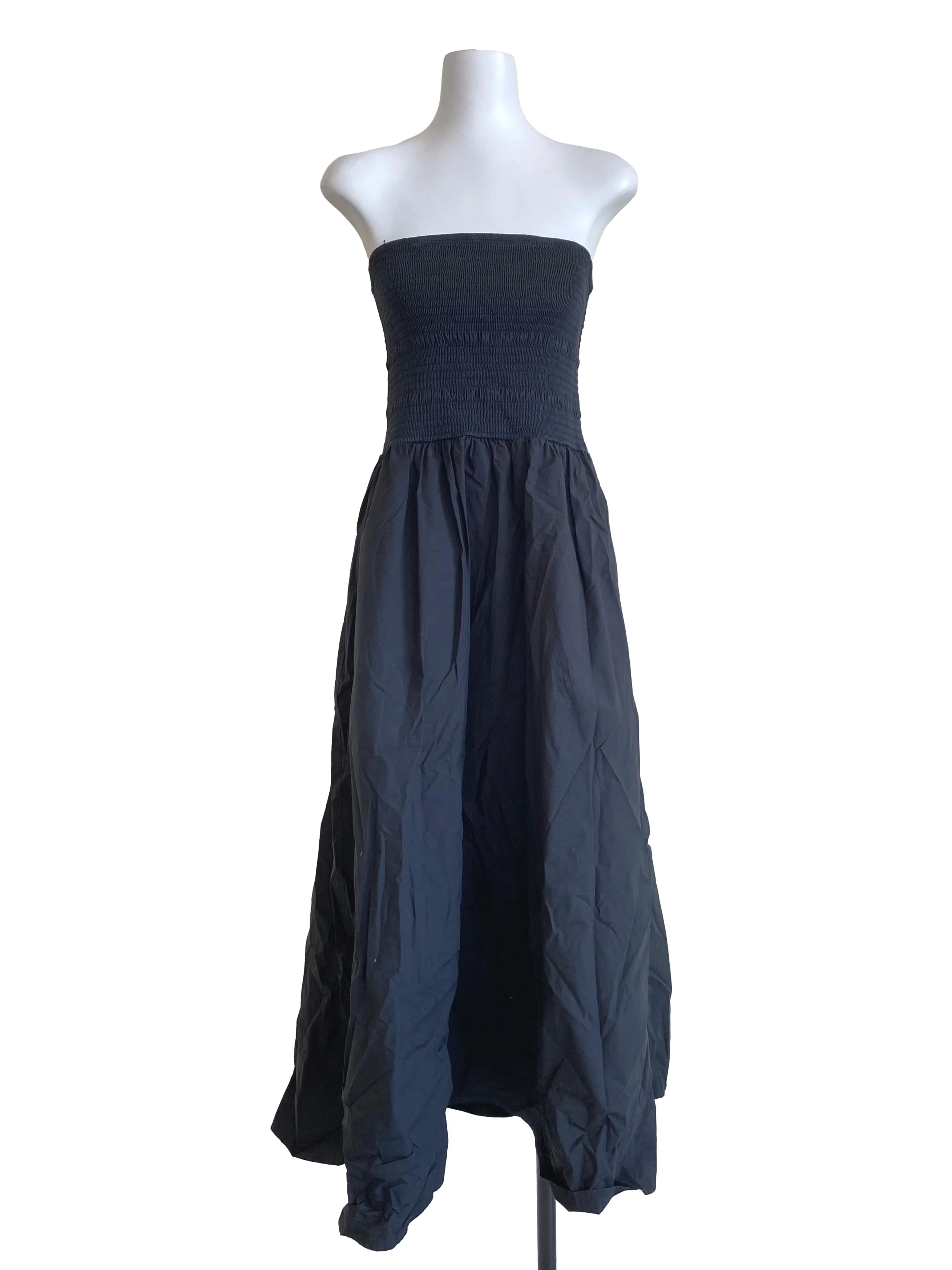 Black Princess Shirred Tube Dress