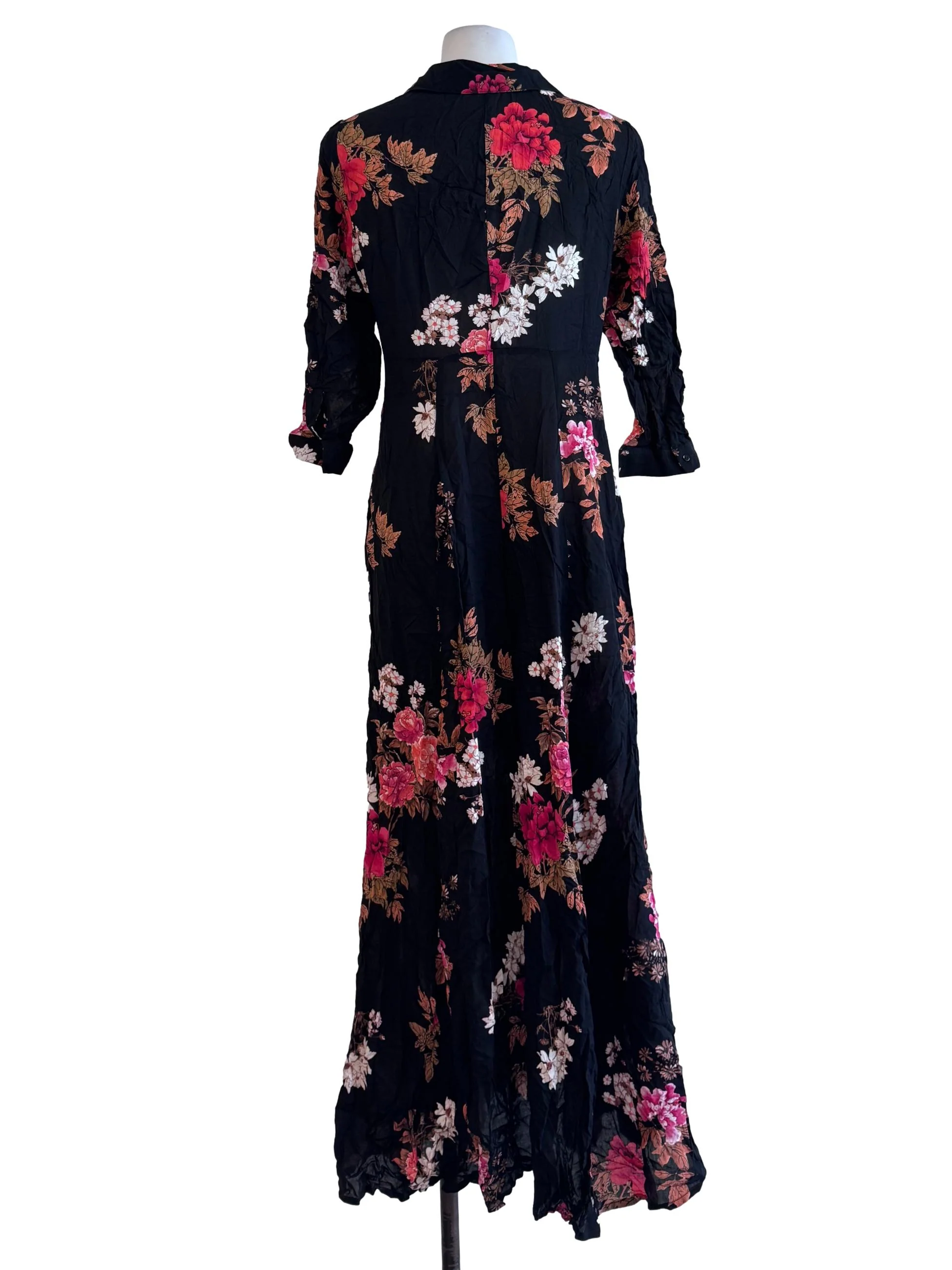 Black Printed Floral Design Maxi Dress - Image 2