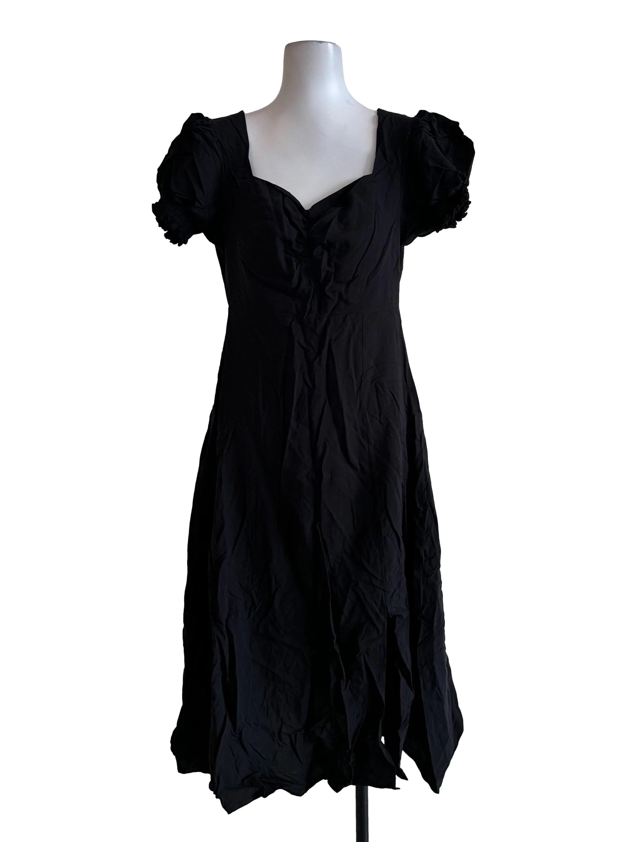 Black Queen Anne Neckline Dress