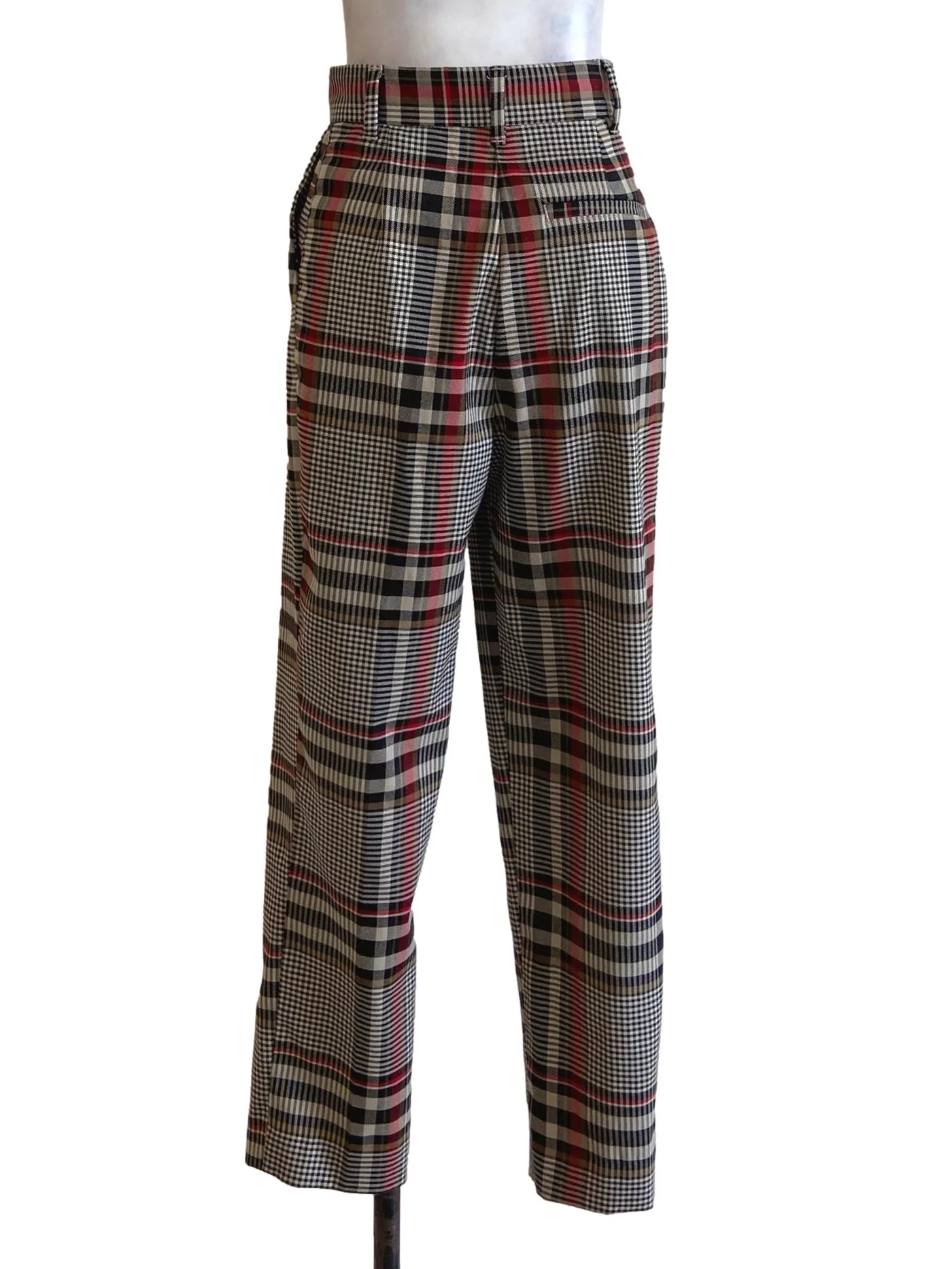 Black & Red Tartan Pegged Pants - Image 2