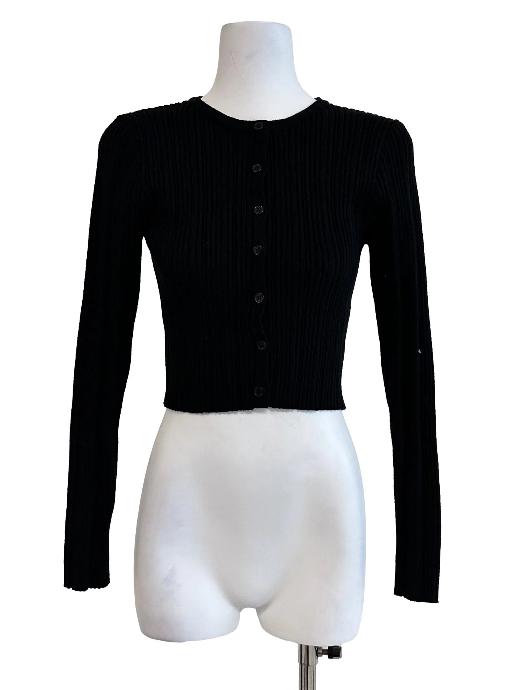 Black Rib Knit Cardigan