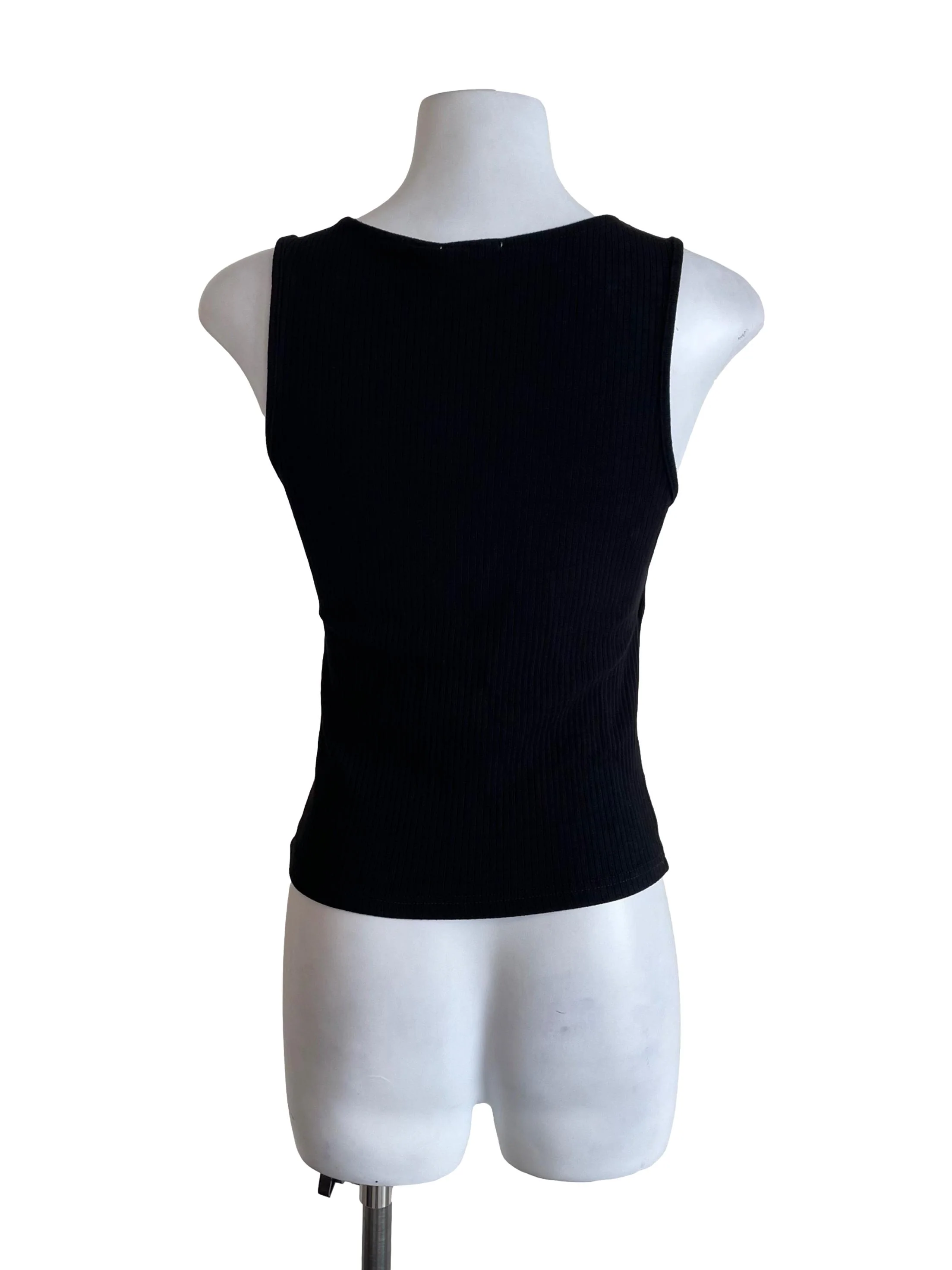 Black Ribbed Tank Top - Image 2