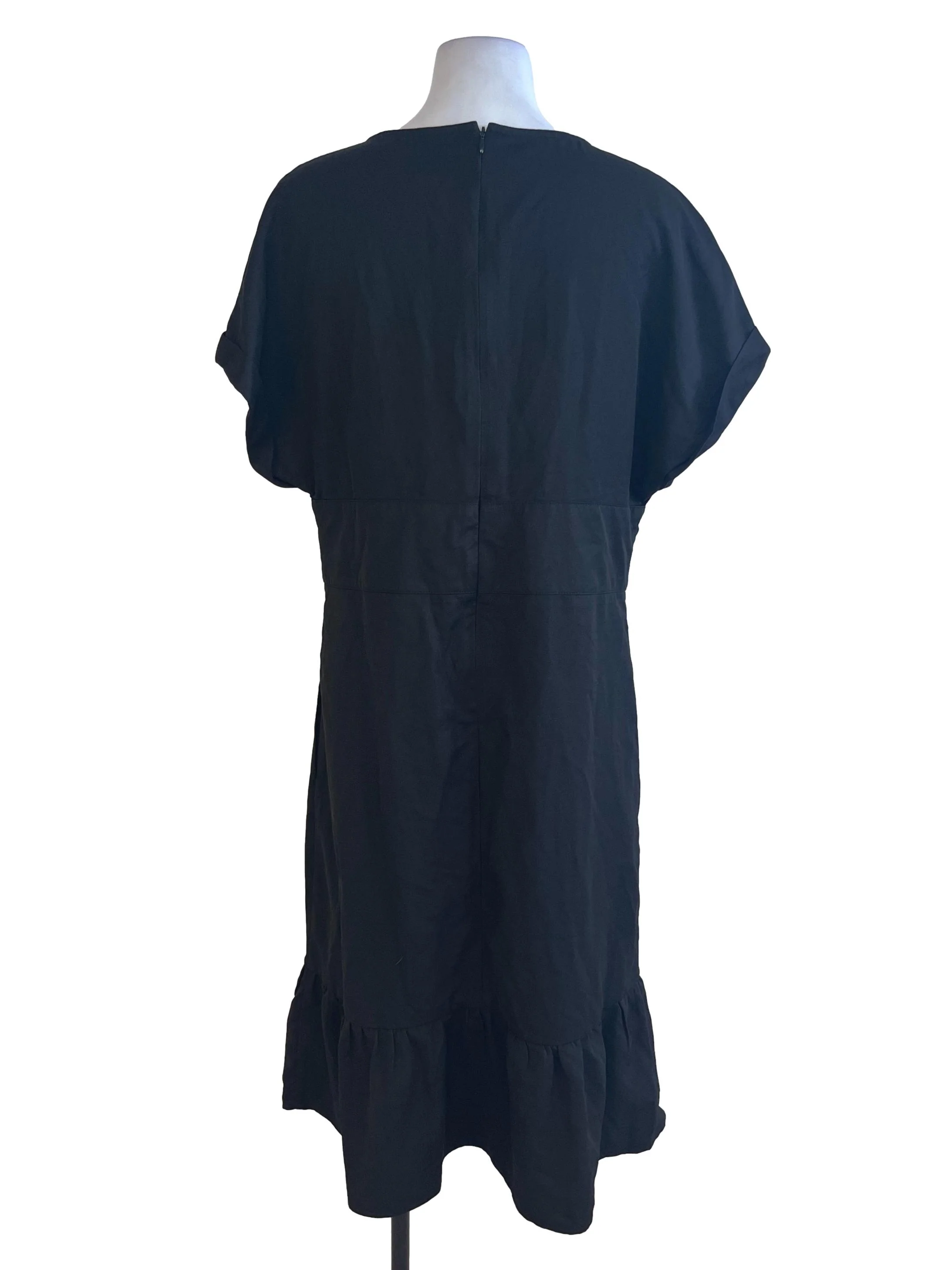 Black Round Neck Drop Waist Dress - Image 2