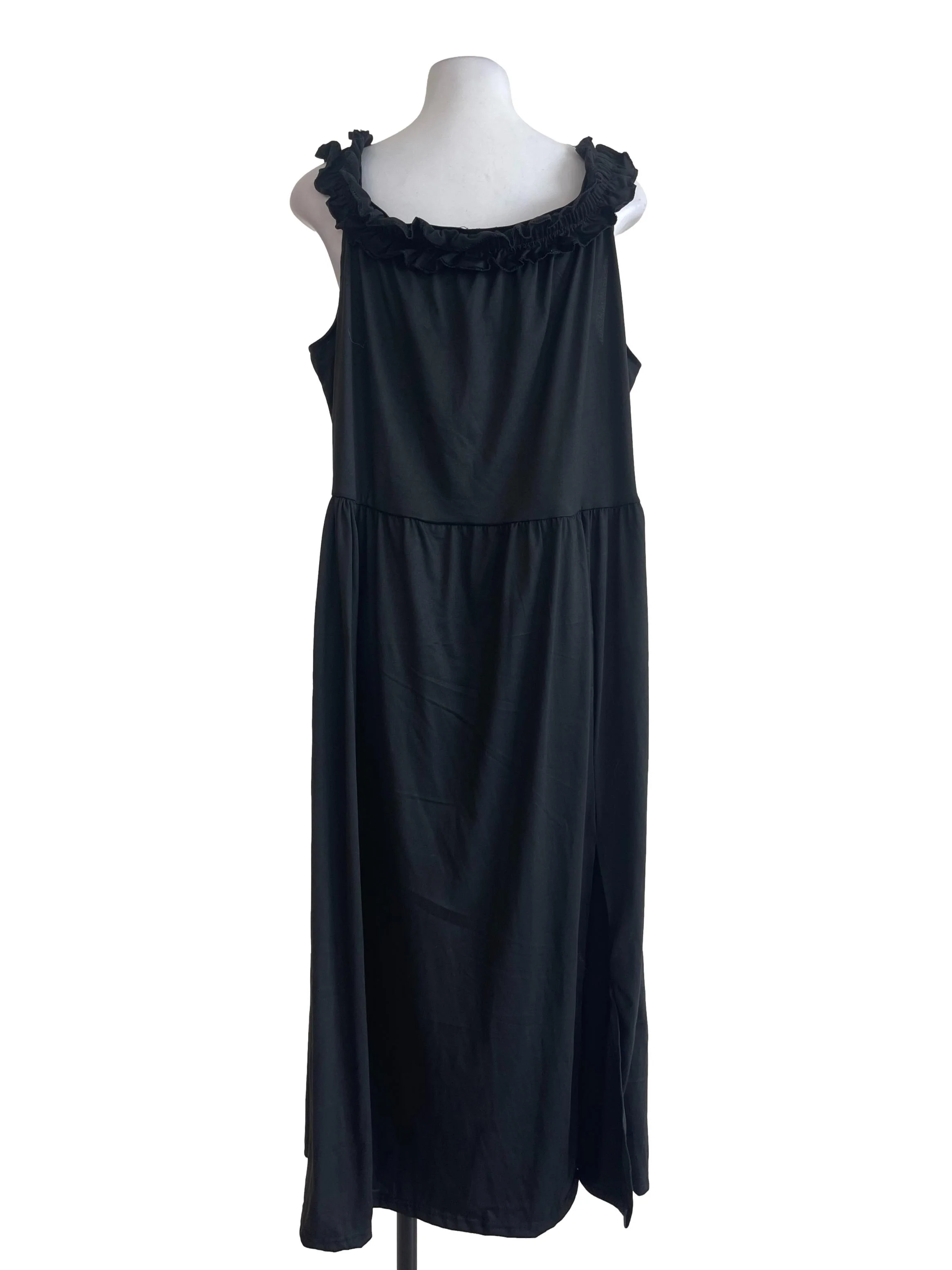 Black Ruffle Neck Strap Dress - Image 2