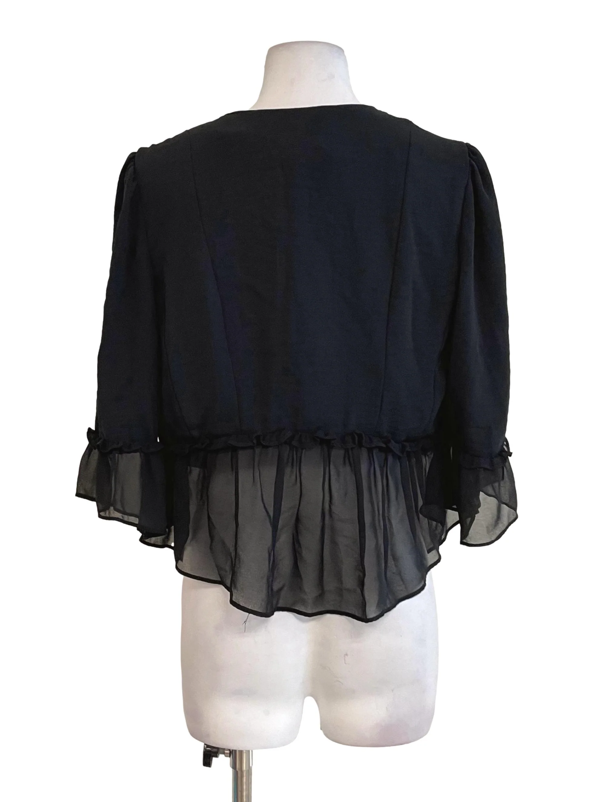Black Ruffle Tie String Top - Image 2