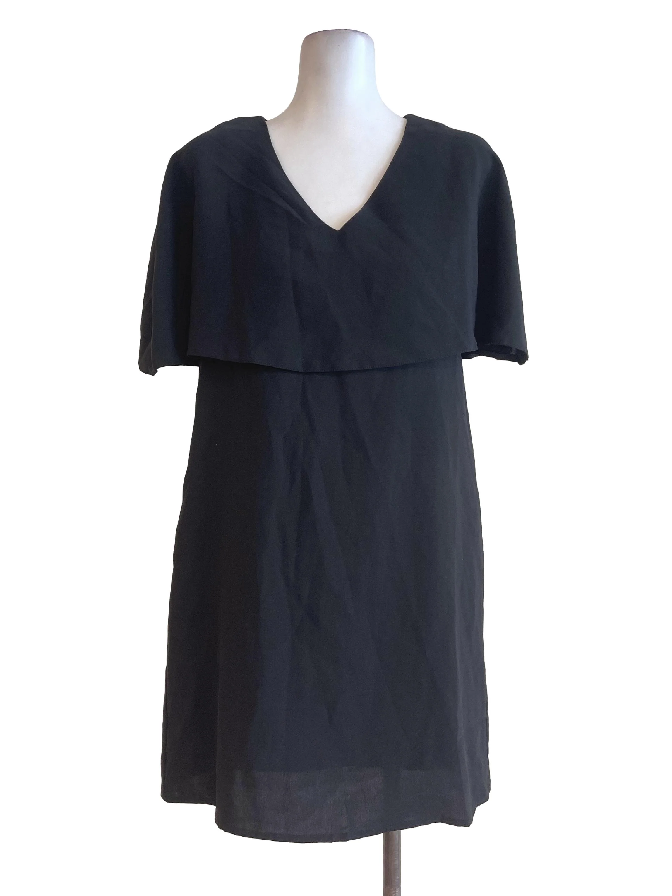 Black Ruffles Cape Fashion Dress