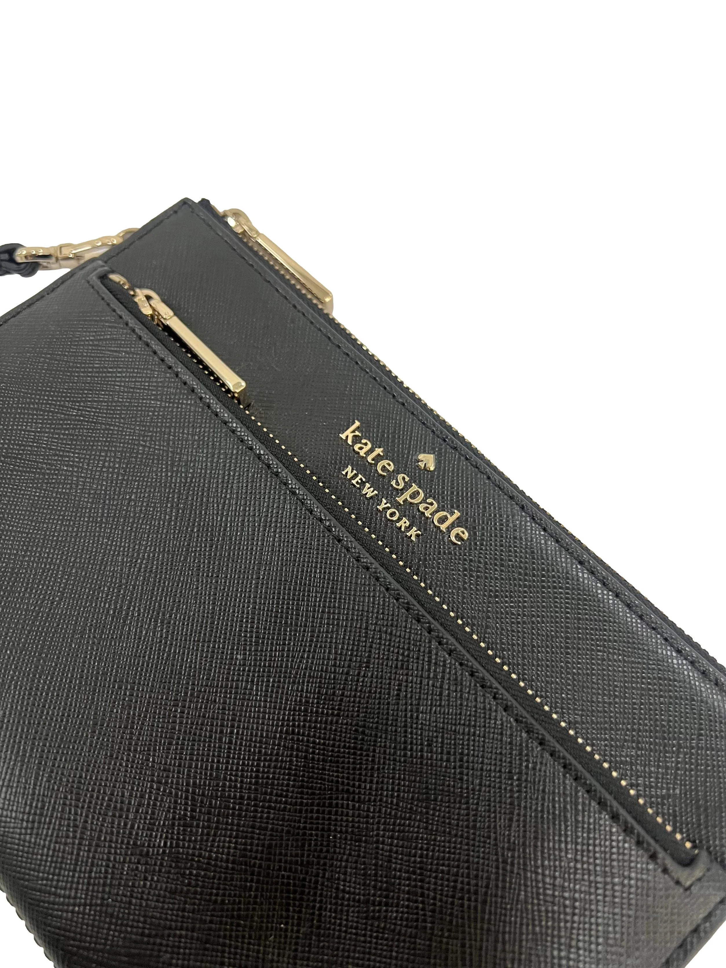 Black Saffiano Leather Double Zip Wristlet - Image 5