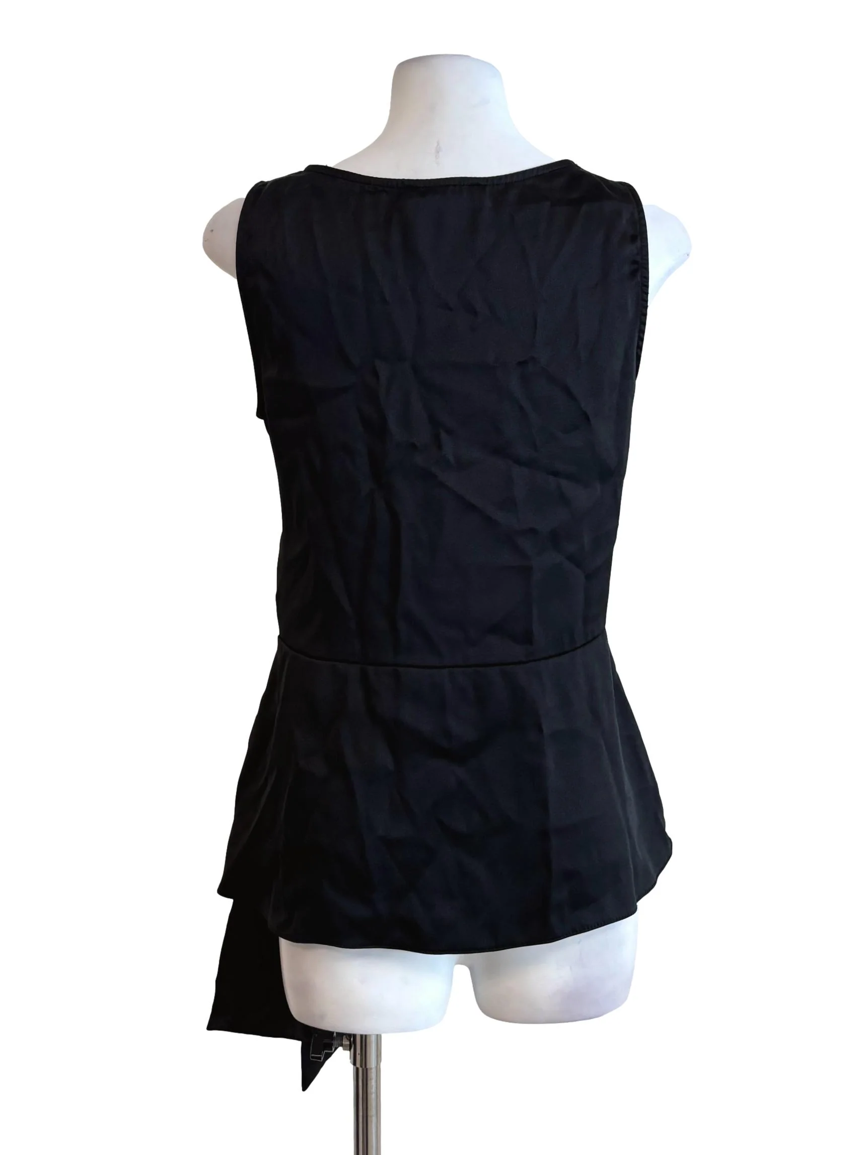 Black Satin Peplum Top - Image 2