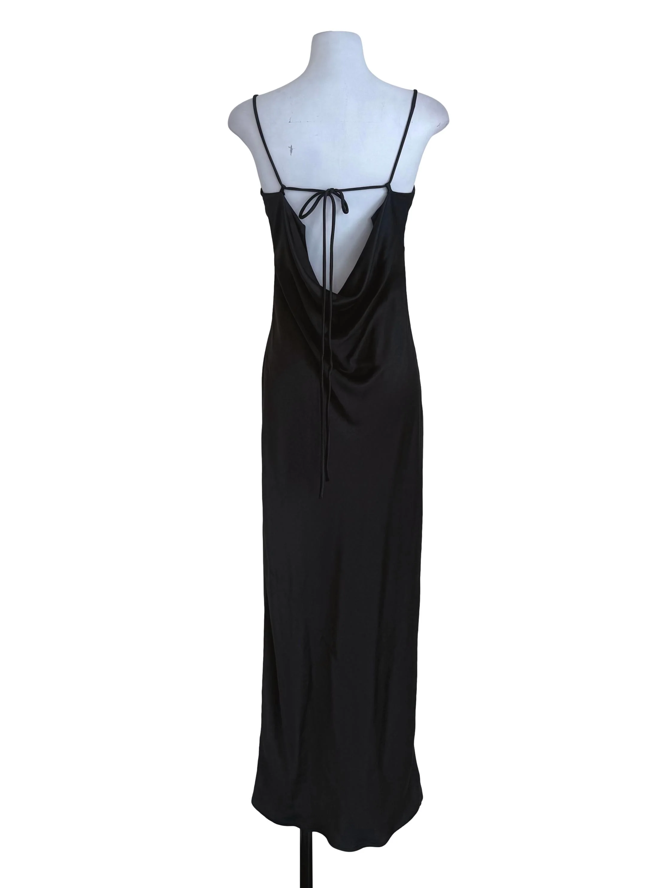 Black Satin Slip Dress - Image 2