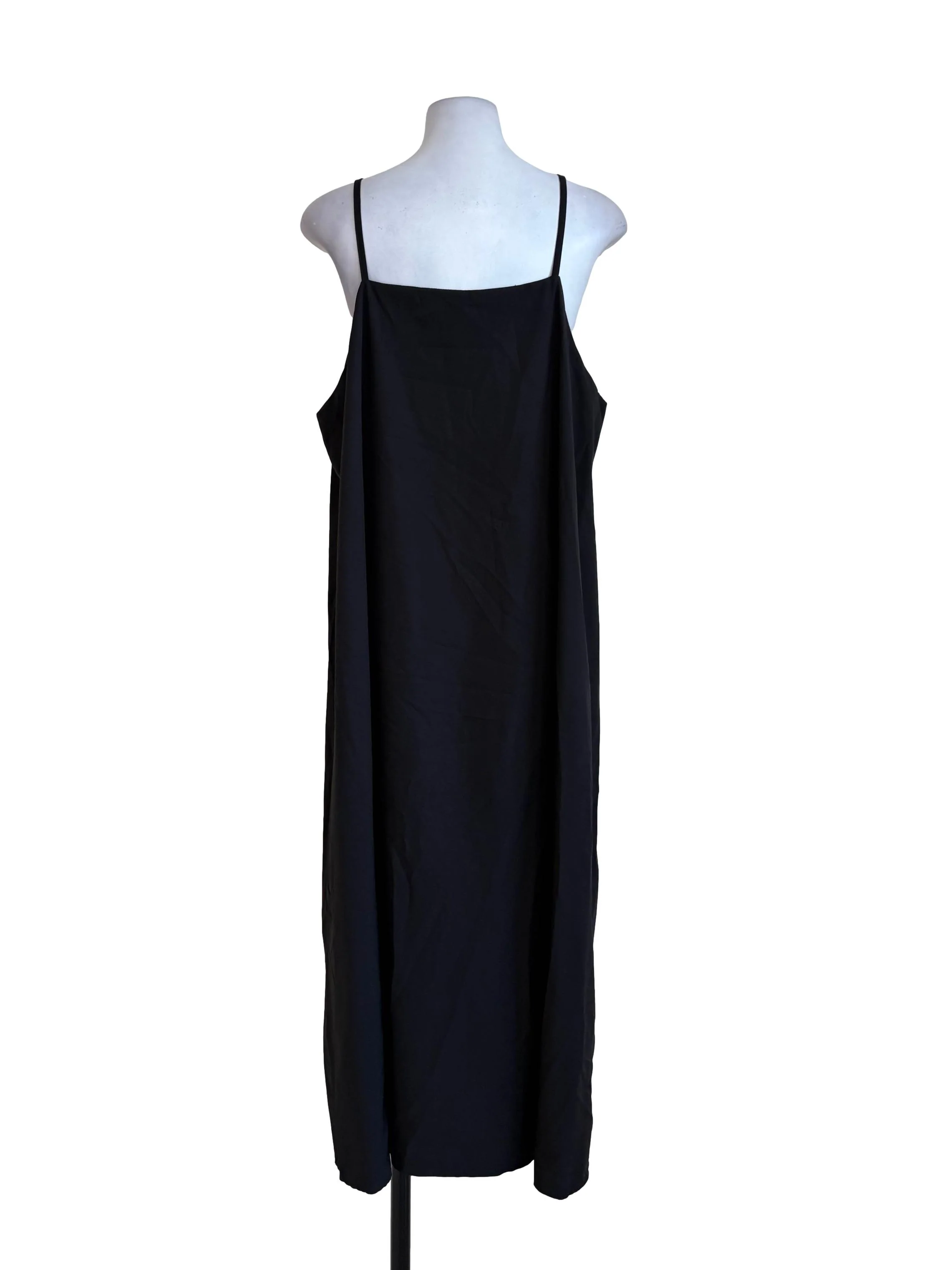 Black Satin Slip Dress - Image 2