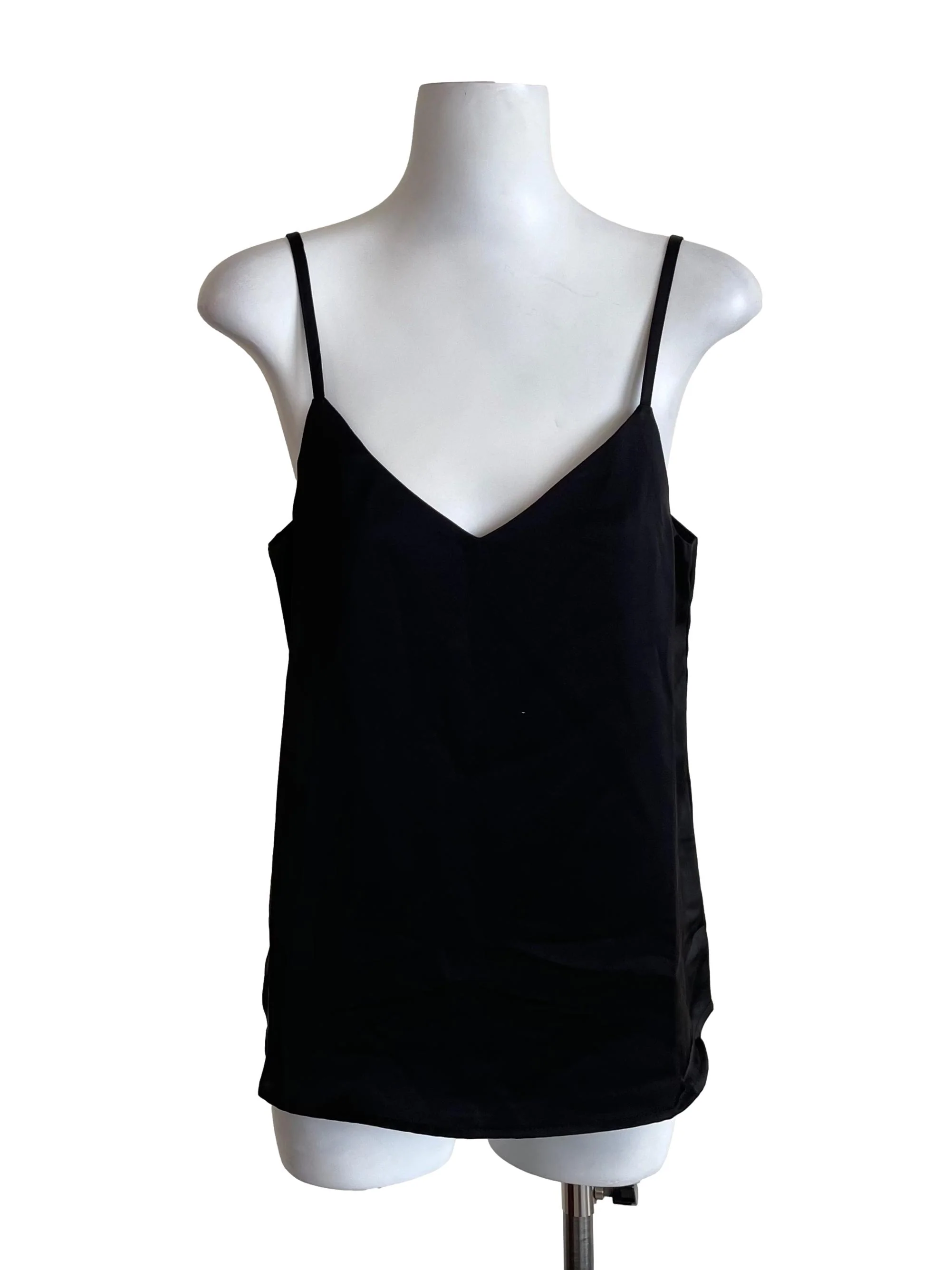 Black Satin V Neck Camisole