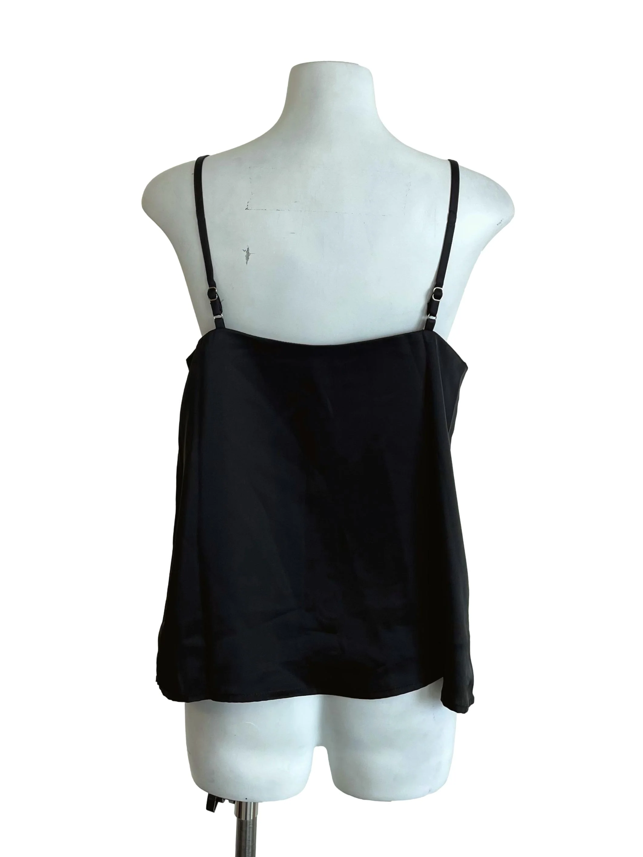 Black Satin V Neck Camisole - Image 2