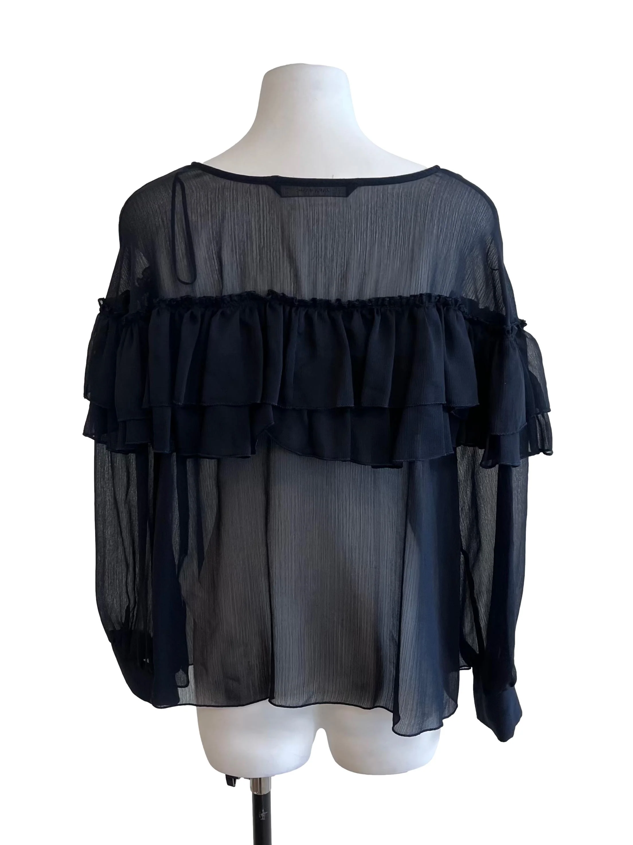 Black Sheer Ruffle Blouse - Image 2