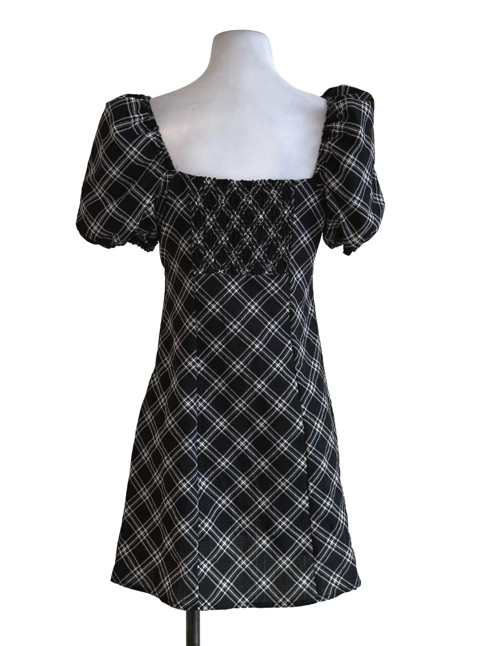Black Shepherd Check Pattern Mini Dress - Image 2