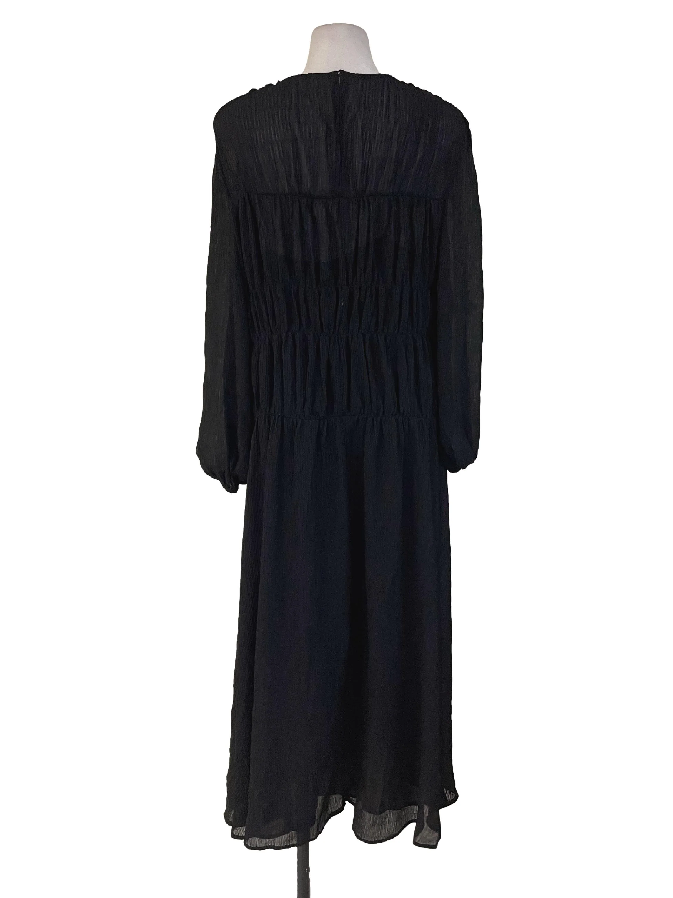 Black Shirred Dress - Image 2