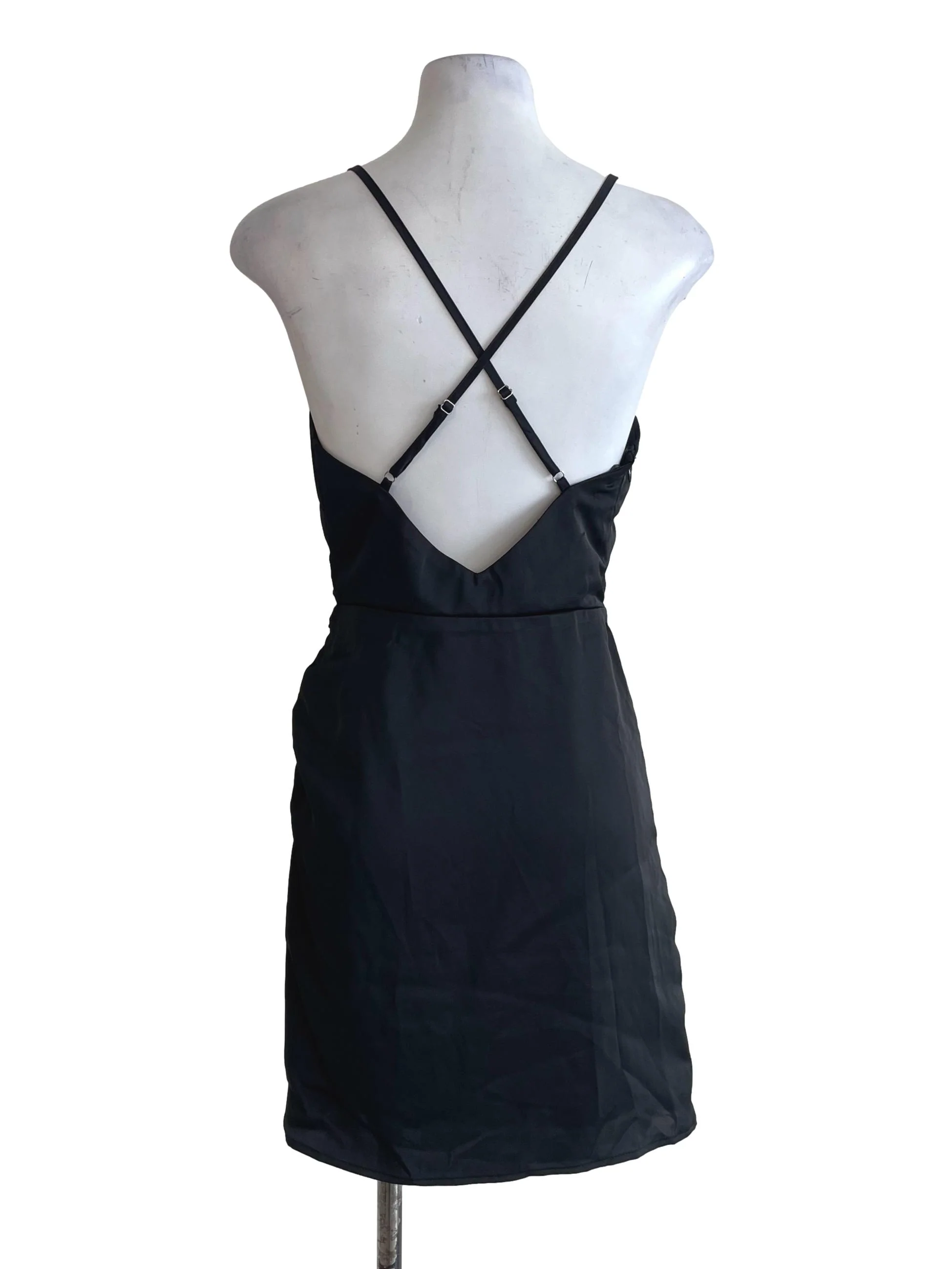 Black Silky Ruched Dress - Image 2
