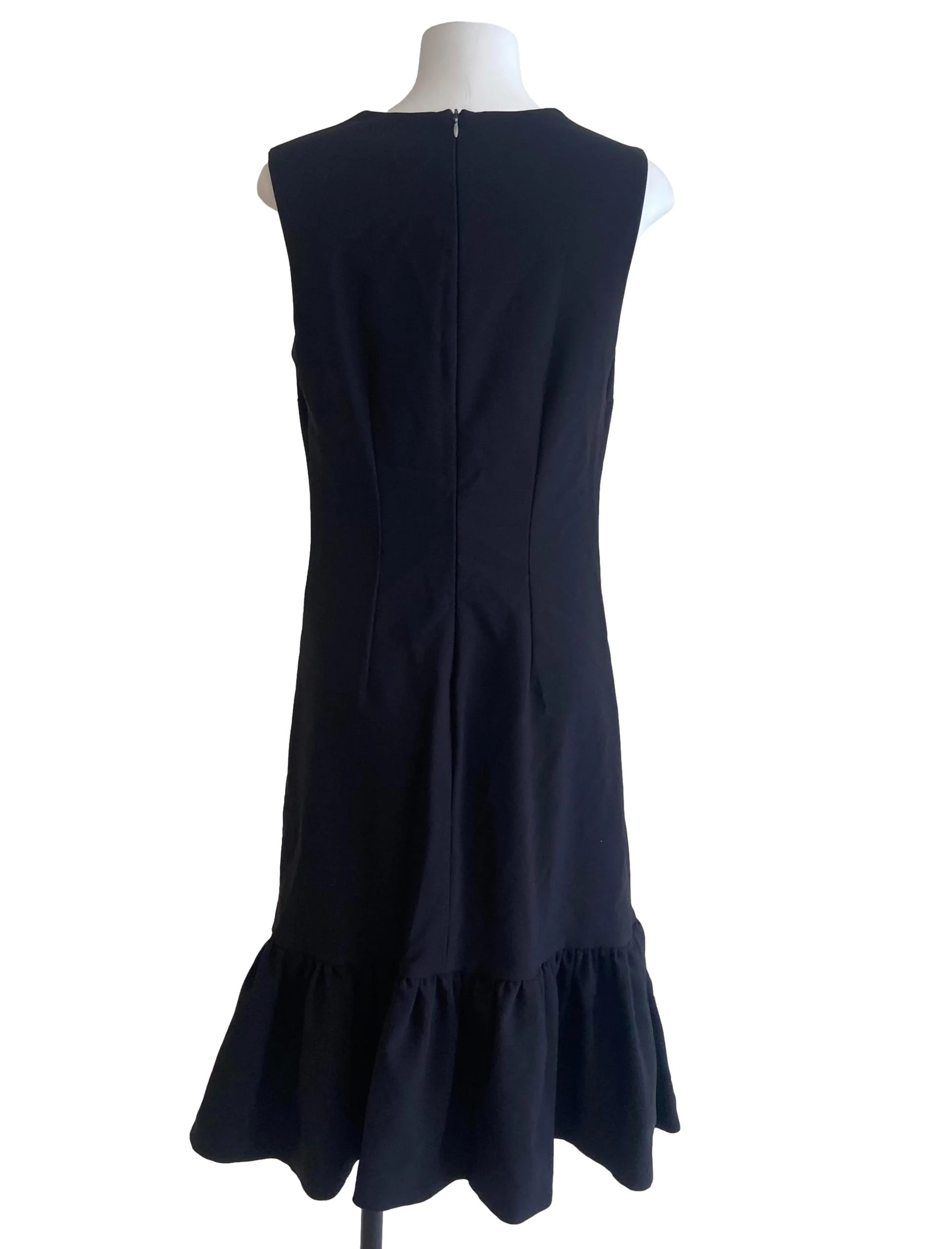 Black Sleeveless Floral Embroidery Drop Waist Dress - Image 2