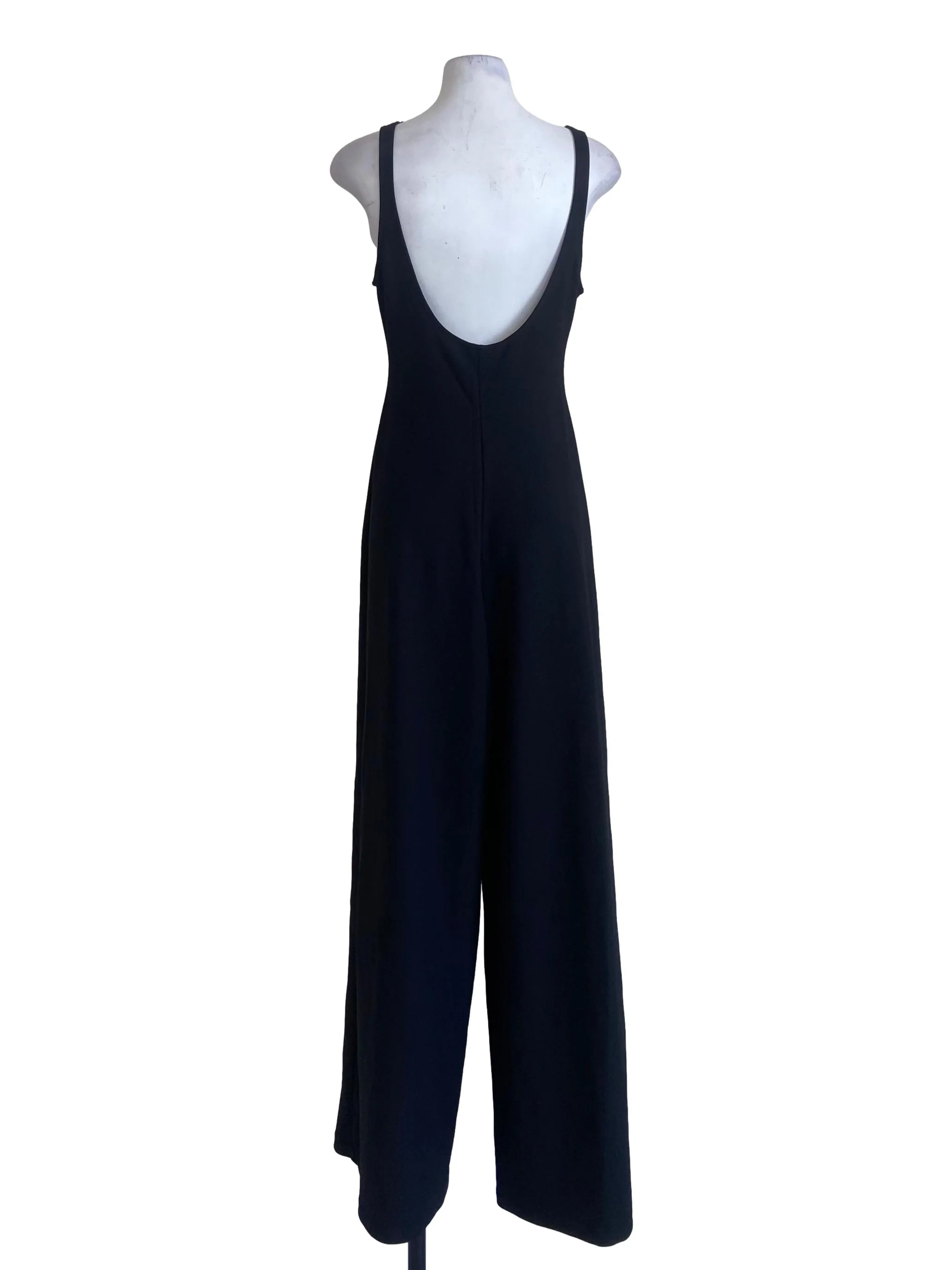 Black Sleeveless Twill Long Jumpsuit - Image 2