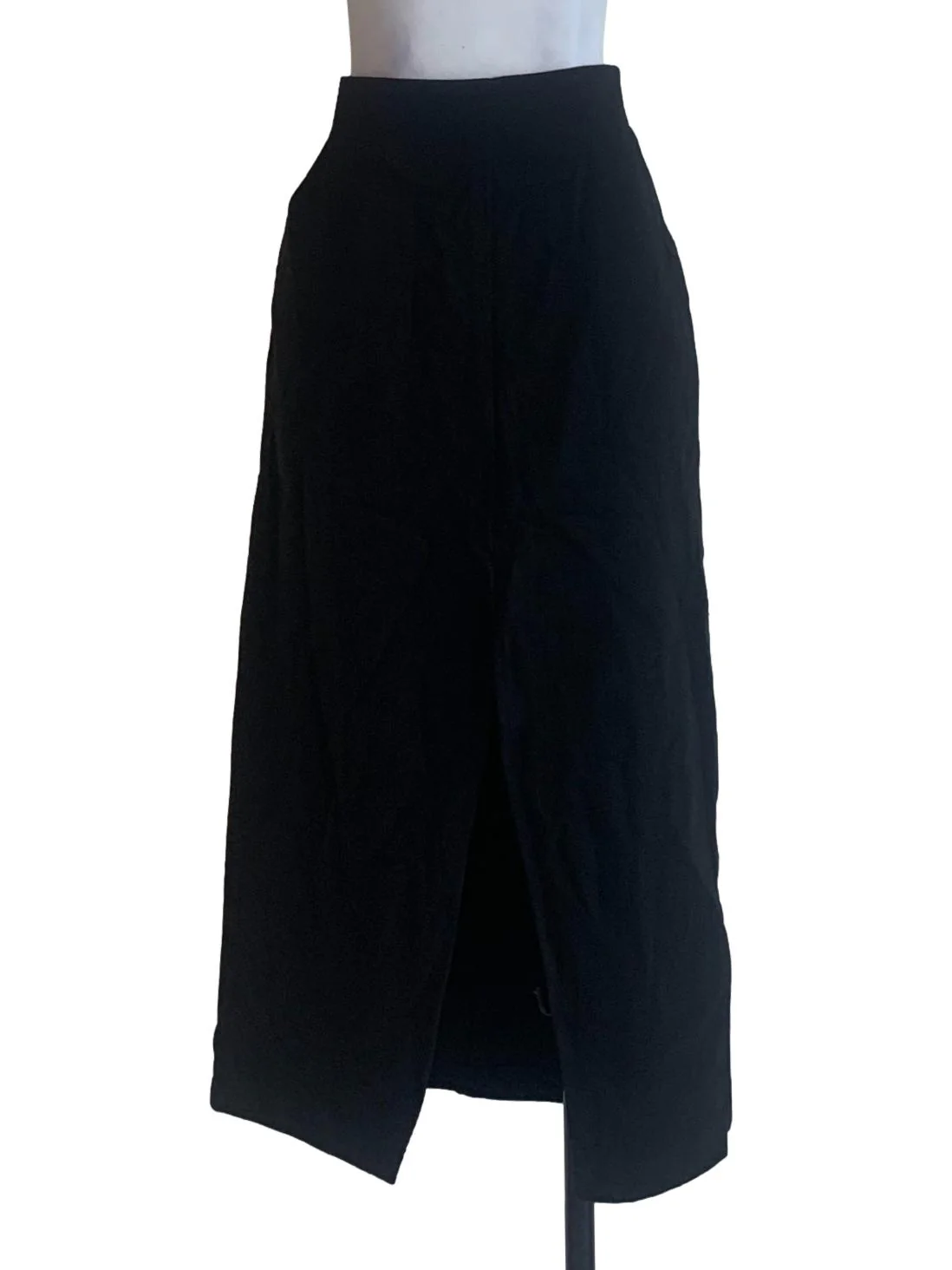Black Slit Denim Skirt