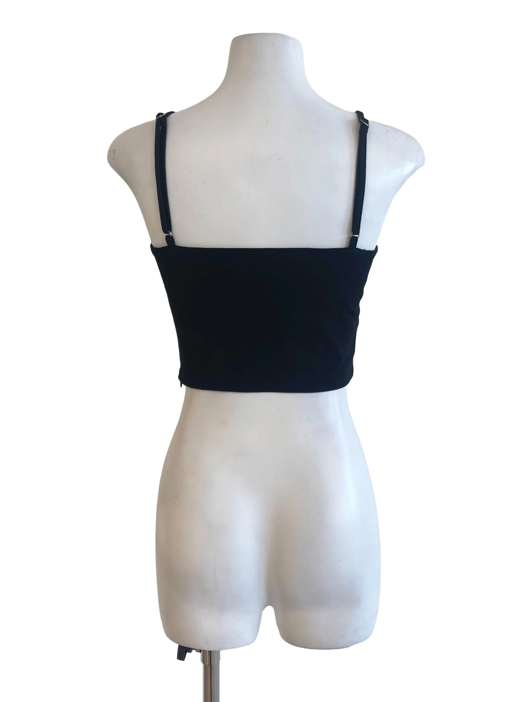 Black Spaghetti Strap Crop Top YHF - Image 2