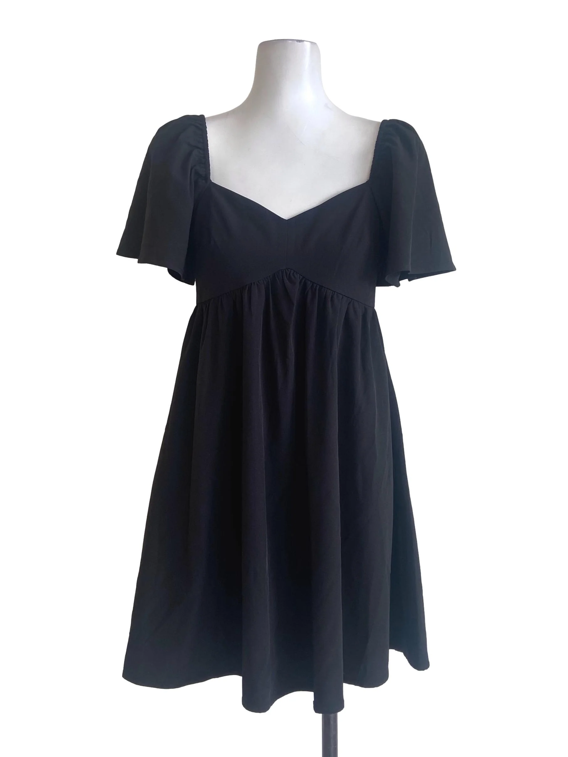 Black Square Neck A-Line Mini Dress