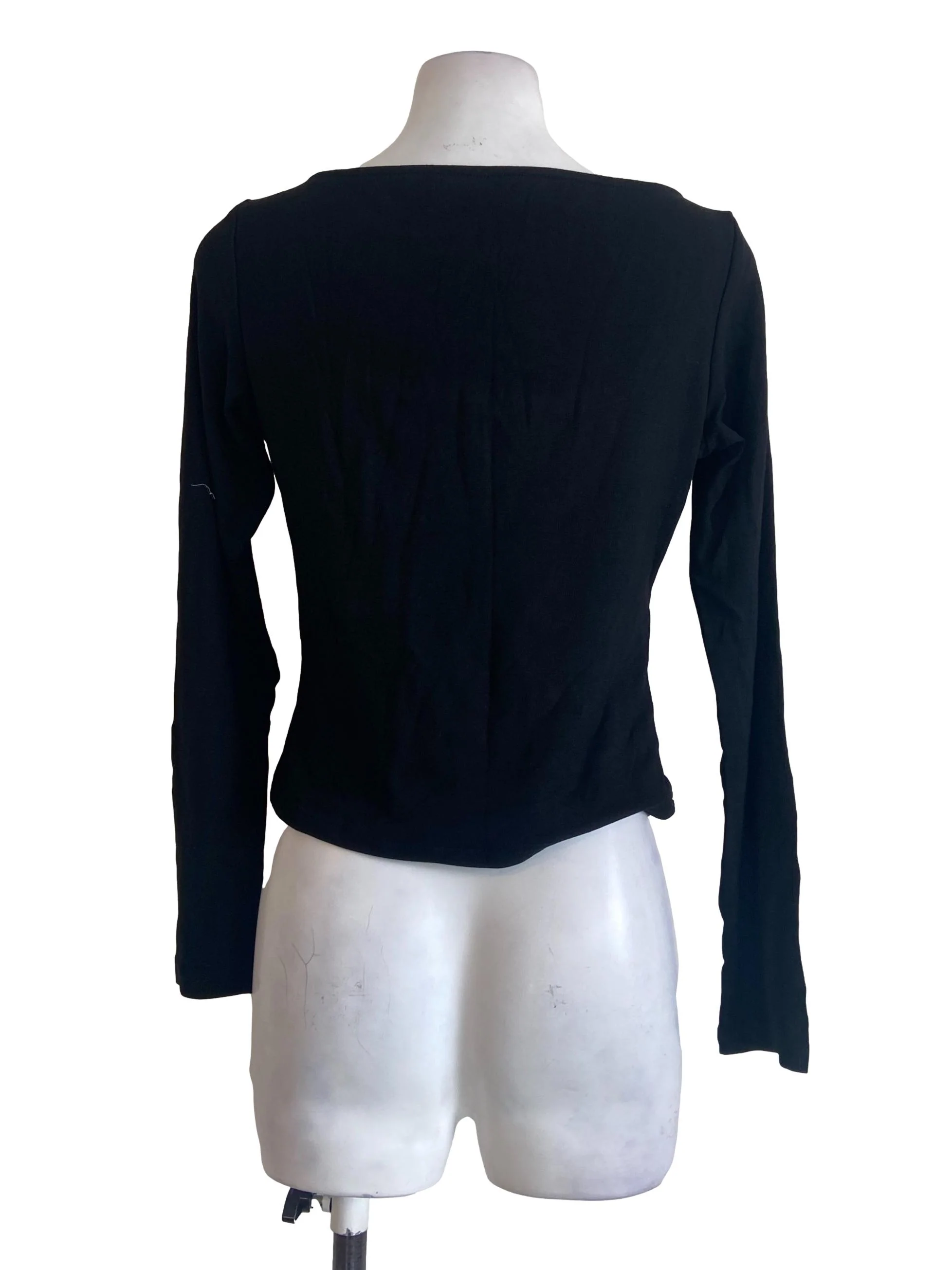 Black Square Neck Twill Top - Image 2