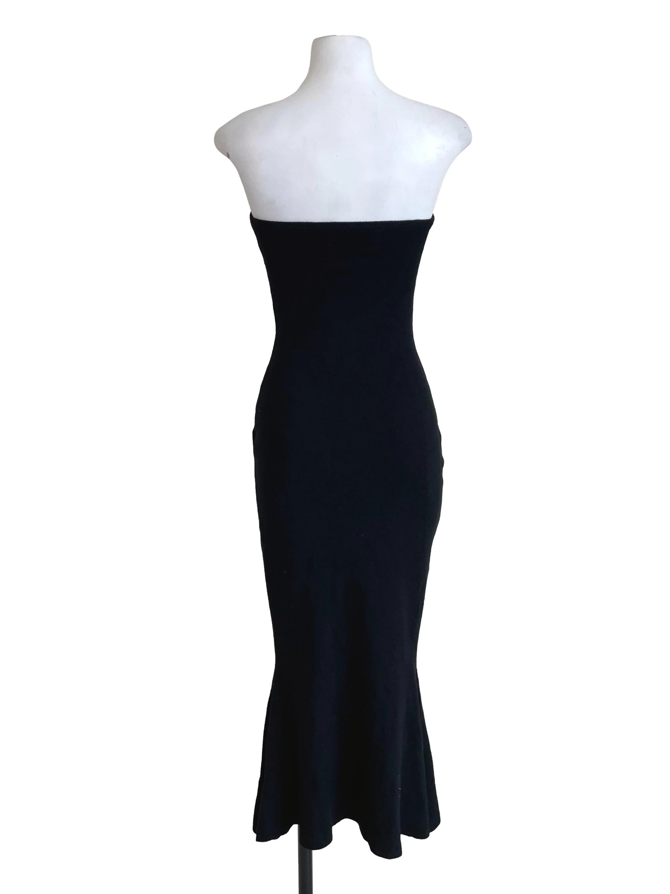 Black Strapless Knit Bodycon Dress - Image 2