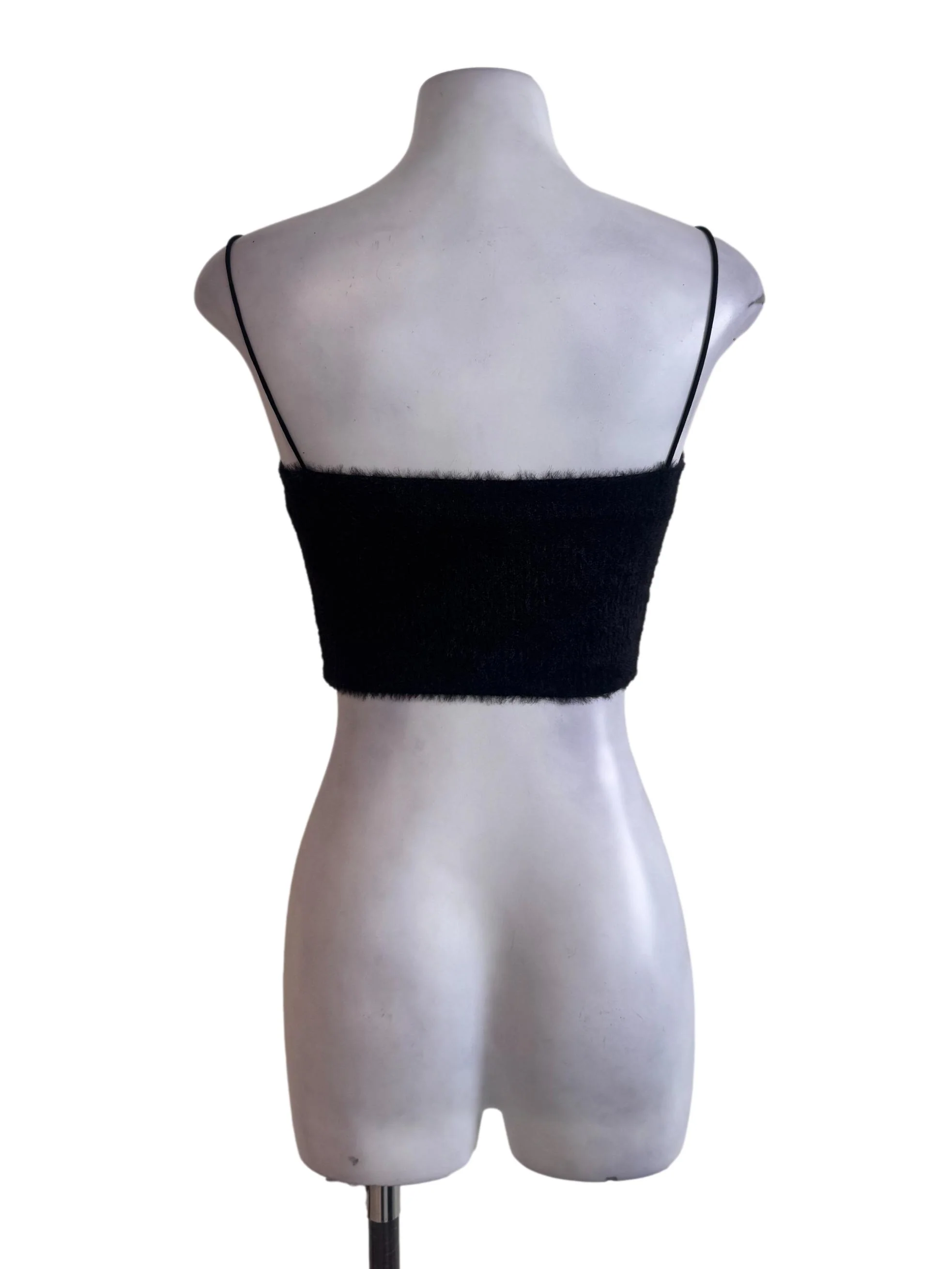 Black Textured Crop Top - Image 2
