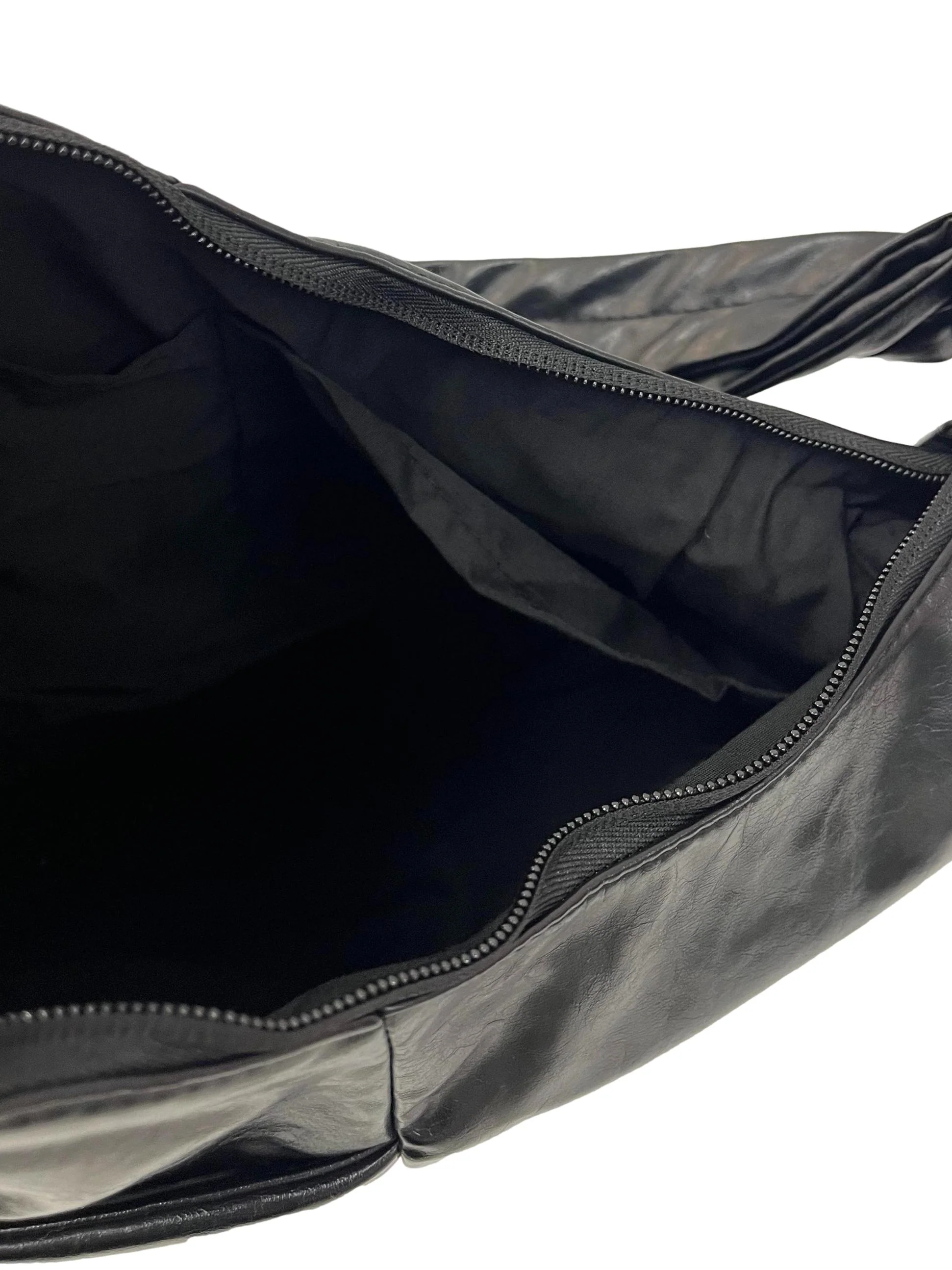 Black Textured Leather Everyday Tote Bag - Image 6