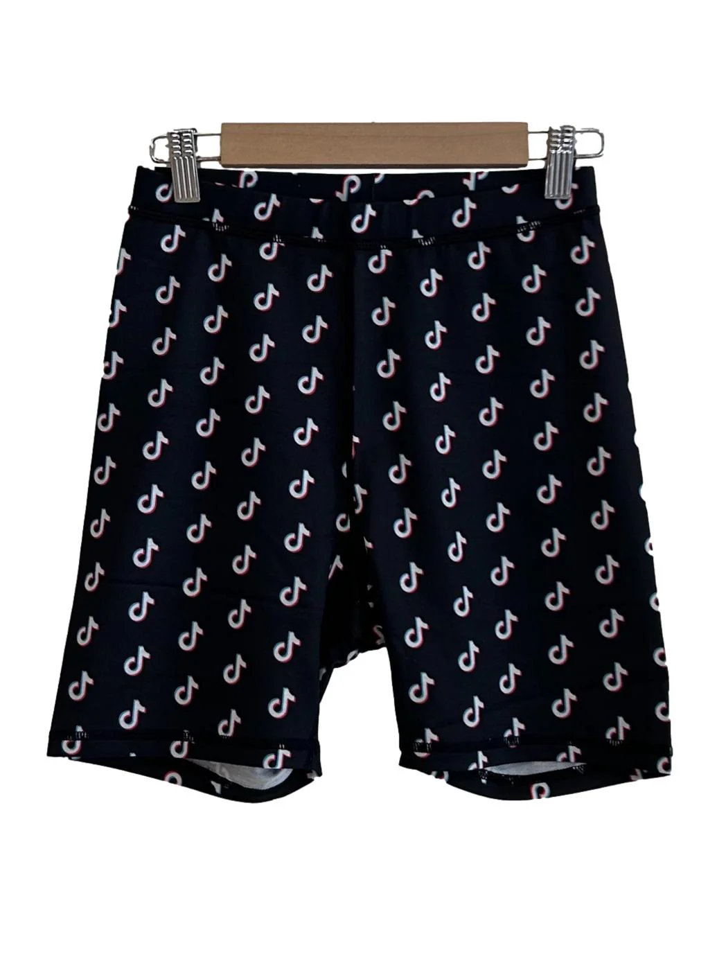 Black Tiktok Printed Bike Shorts