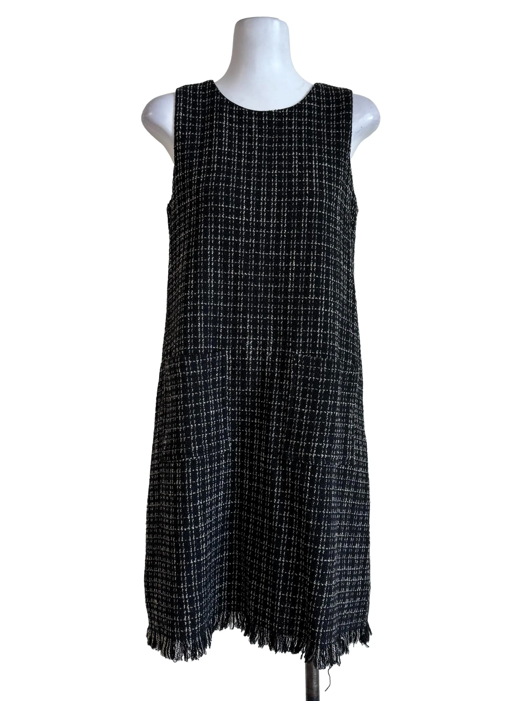 Black Tweet Sleeveless Empire Dress