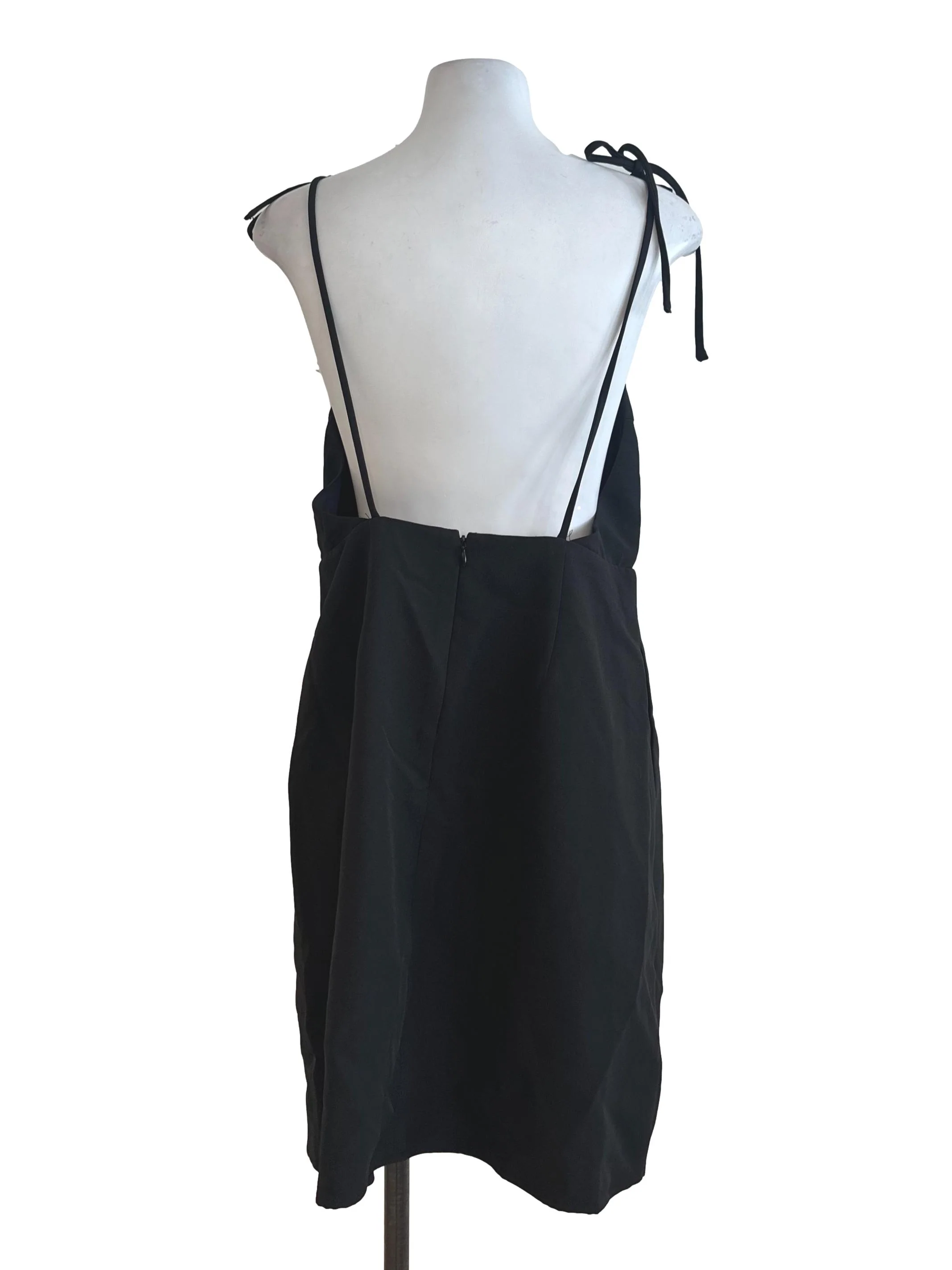 Black V Neck Backless Dress - Image 2
