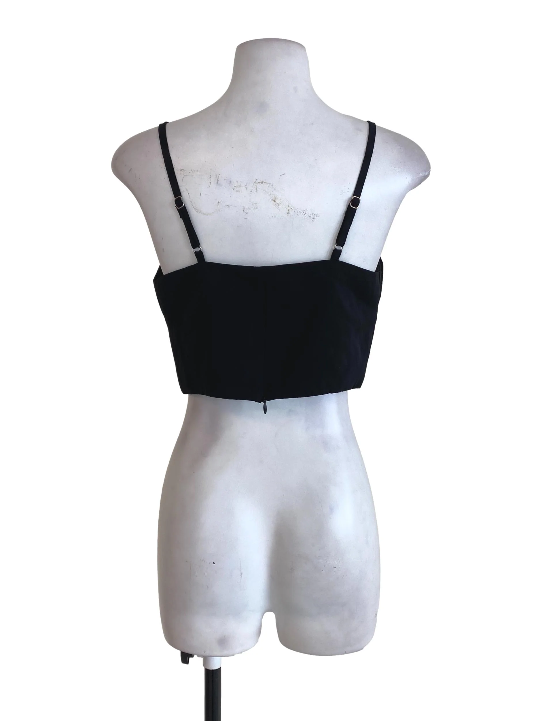 Black V Neck Crop Top - Image 2