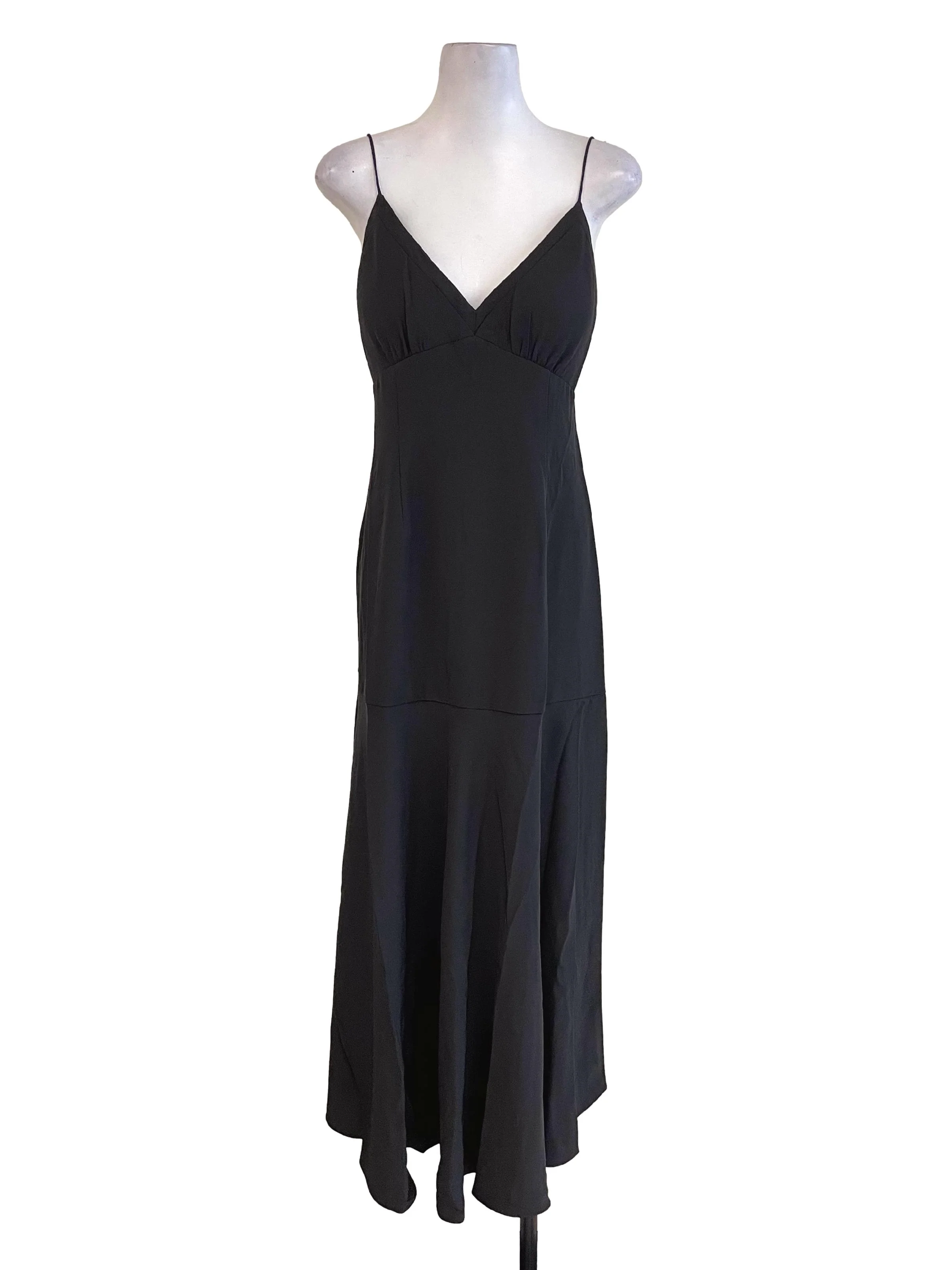 Black V Neck Drop Waist Dress LB