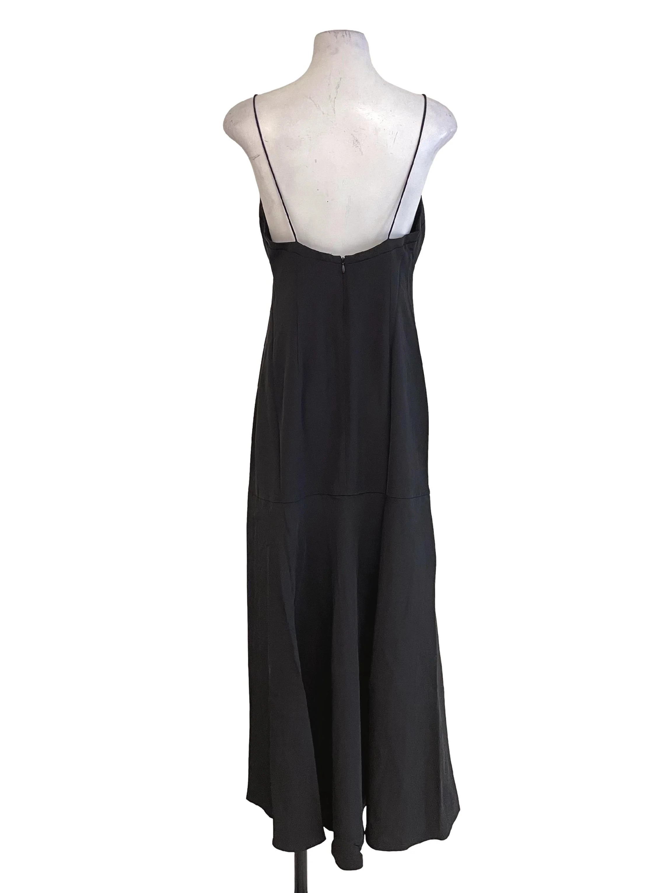 Black V Neck Drop Waist Dress LB - Image 2