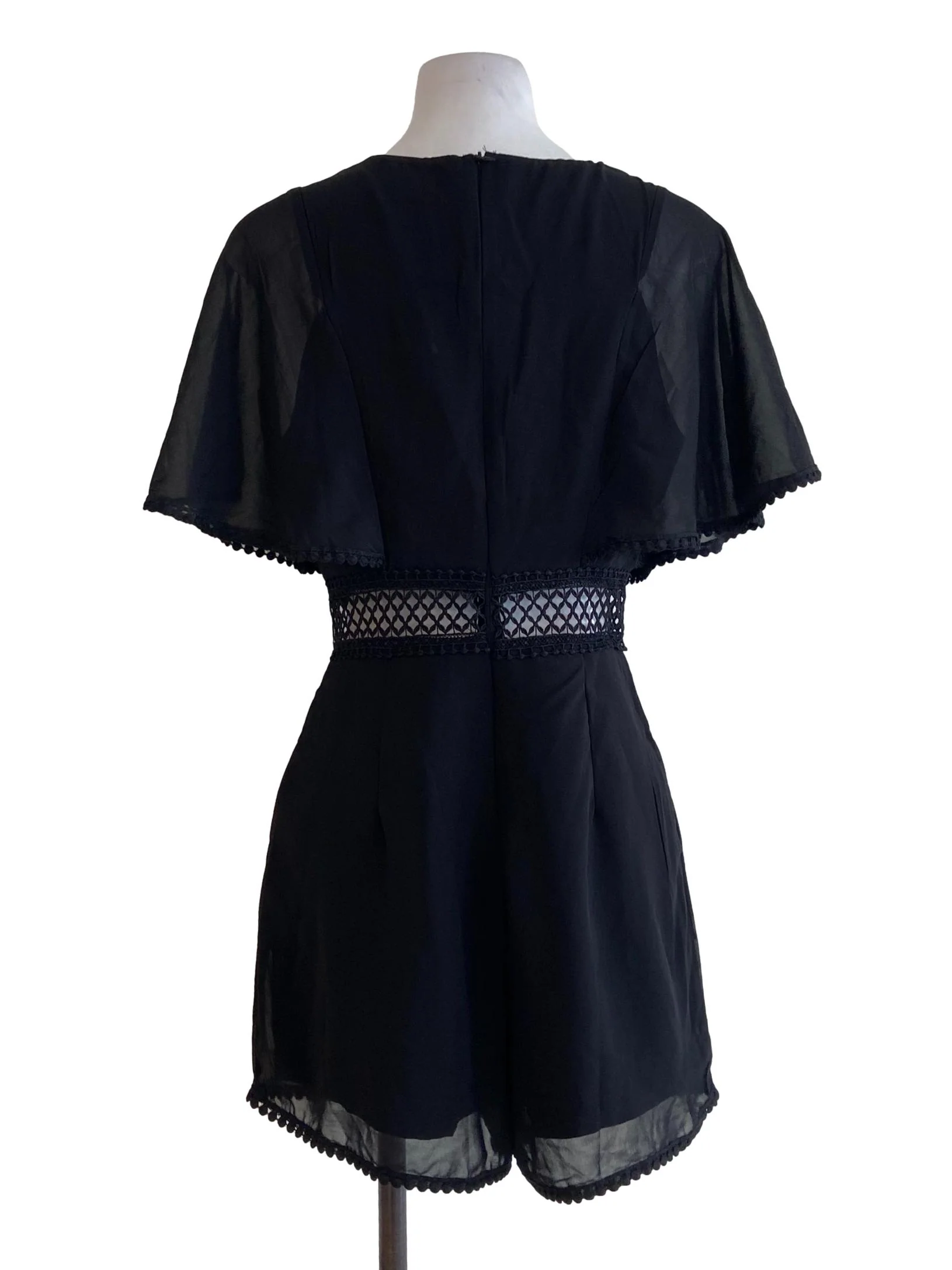 Black V Neck Embroidery Rompers - Image 2